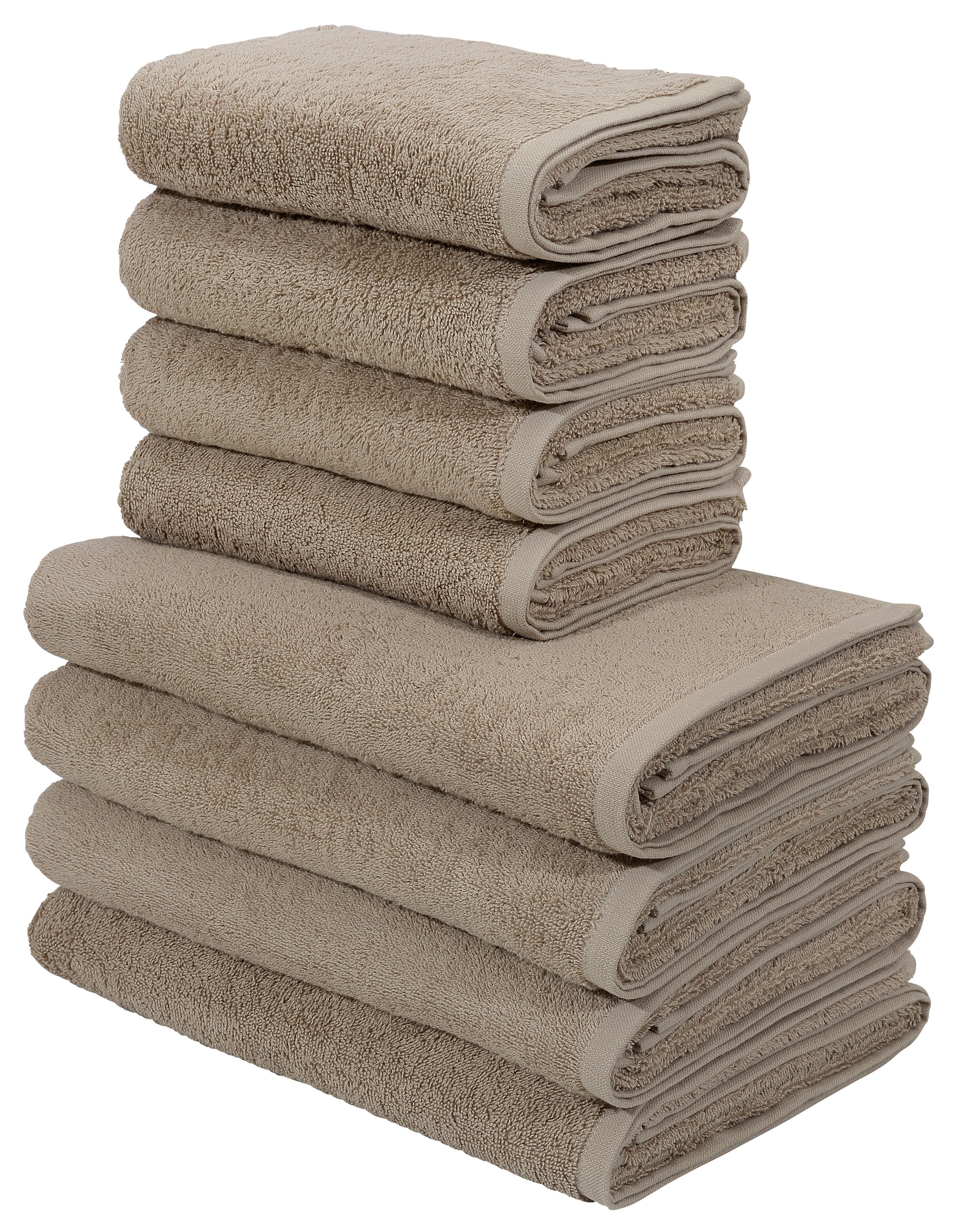 my home Handtuch Set Merida, 4 Duschtücher 70x140cm, 4 Handtücher 50x100cm, Frottier (8-St), kuschelig weich, einfarbig, 100% Baumwolle