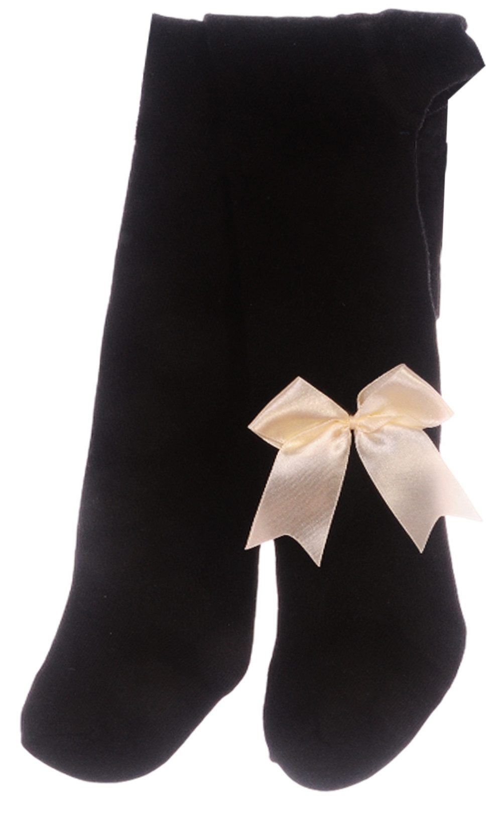 La Bortini Strumpfhose Schwarze Strumpfhosen mit Schleifen in weiß rot creme elastisch, weich, mit Schleifchen 56 62 68 74 80 86 92 98 104 110 116