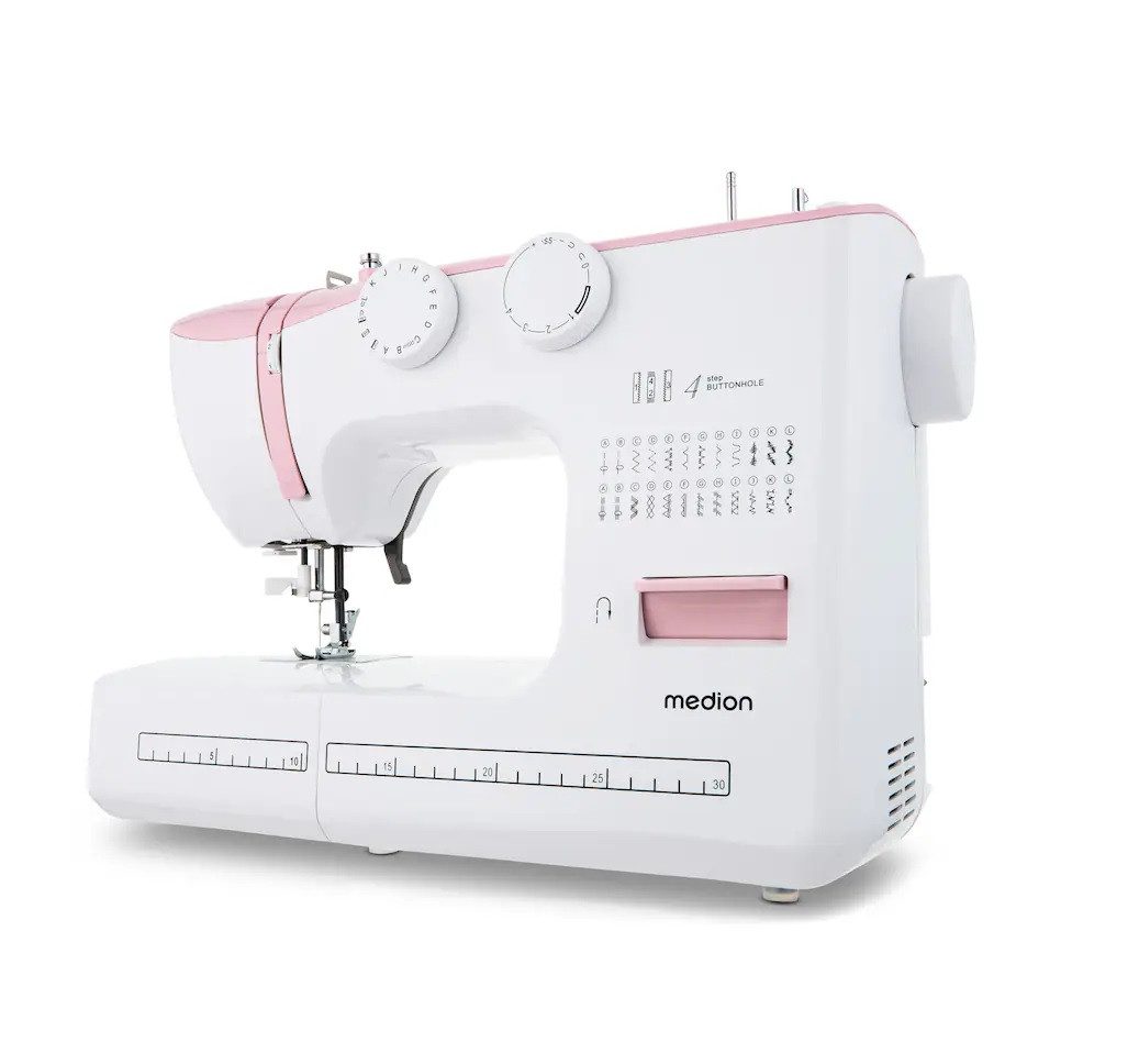 Medion® Overlock-Nähmaschine MEDION MD10689 Nähmaschine Freiarm 62 Watt LED Licht 60 Stichmuster