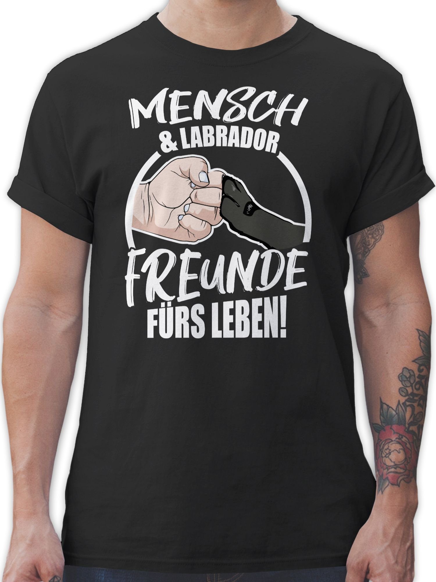 Shirtracer T-Shirt Mensch & Labrador Freunde fürs Leben Geschenk für Hundebesitzer 1 Schwarz