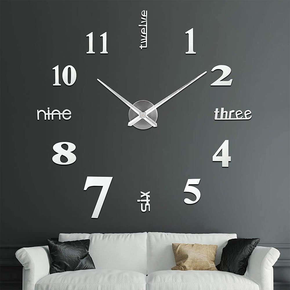 TUWENA Wanduhr DIY Wanduhren Mit 3D Visuelle Aufkleber, Mute große Wanduhr (Modern Design Wanduhren Geeignet für Home Dekoartikel,Büro und Hotel)