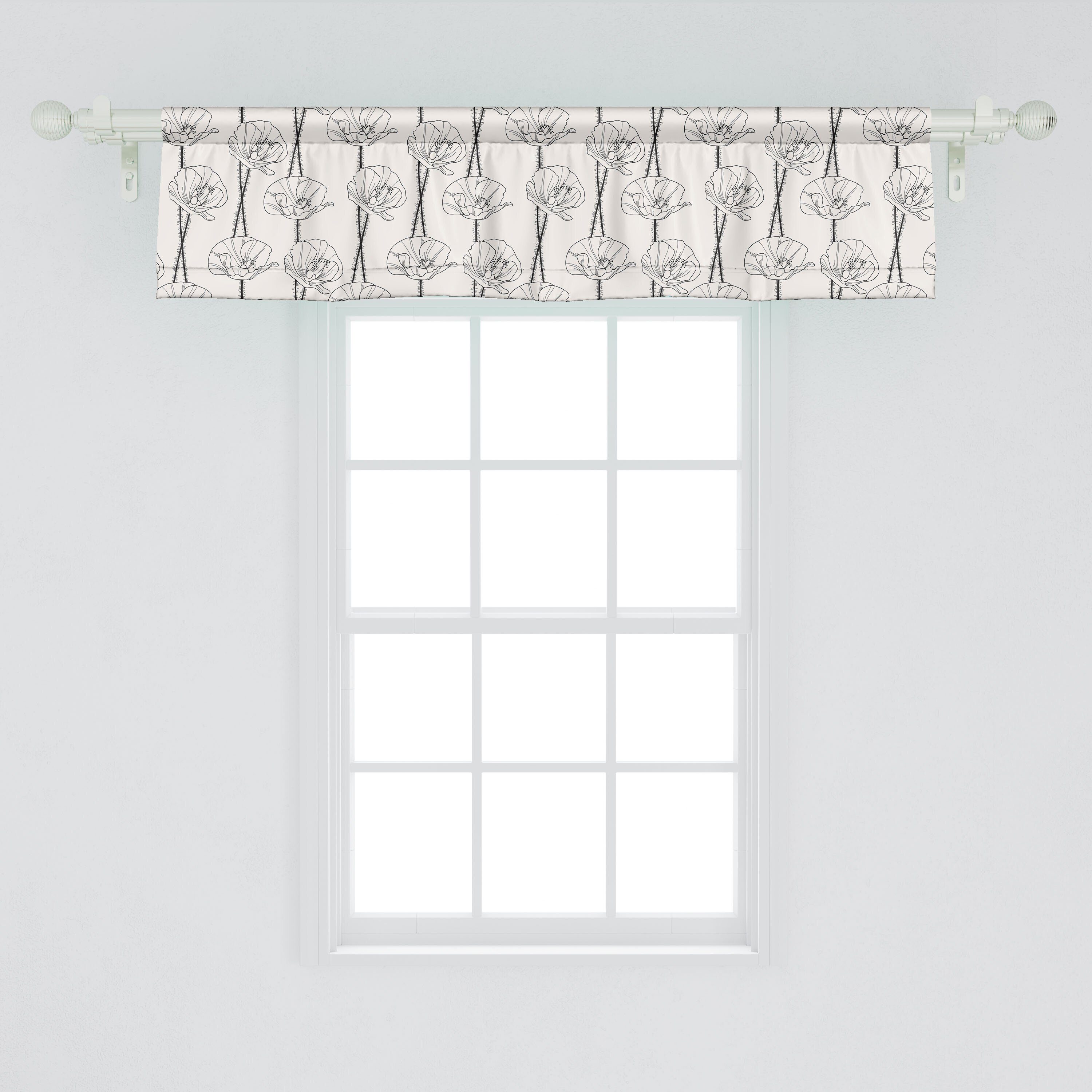 Abakuhaus, Volant Dekor Schlafzimmer mit Abstrakt und Scheibengardine Microfaser, Mohn für Küche Stangentasche, Vorhang Blumen Stielen