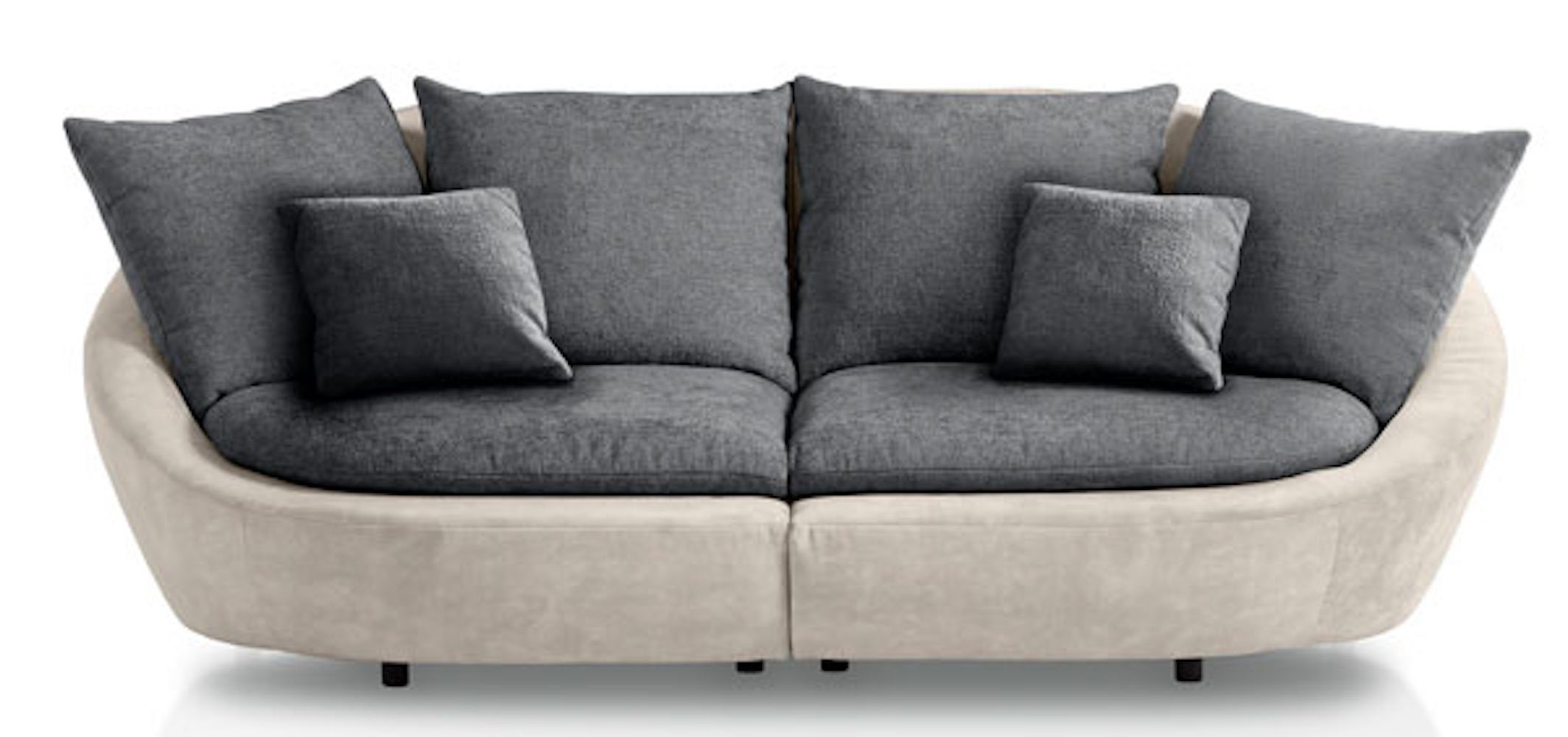 Big-Sofa dunkelgrau Feldmann-Wohnen Kissen 237x129x87cm Moroni, mit / cremeweiß