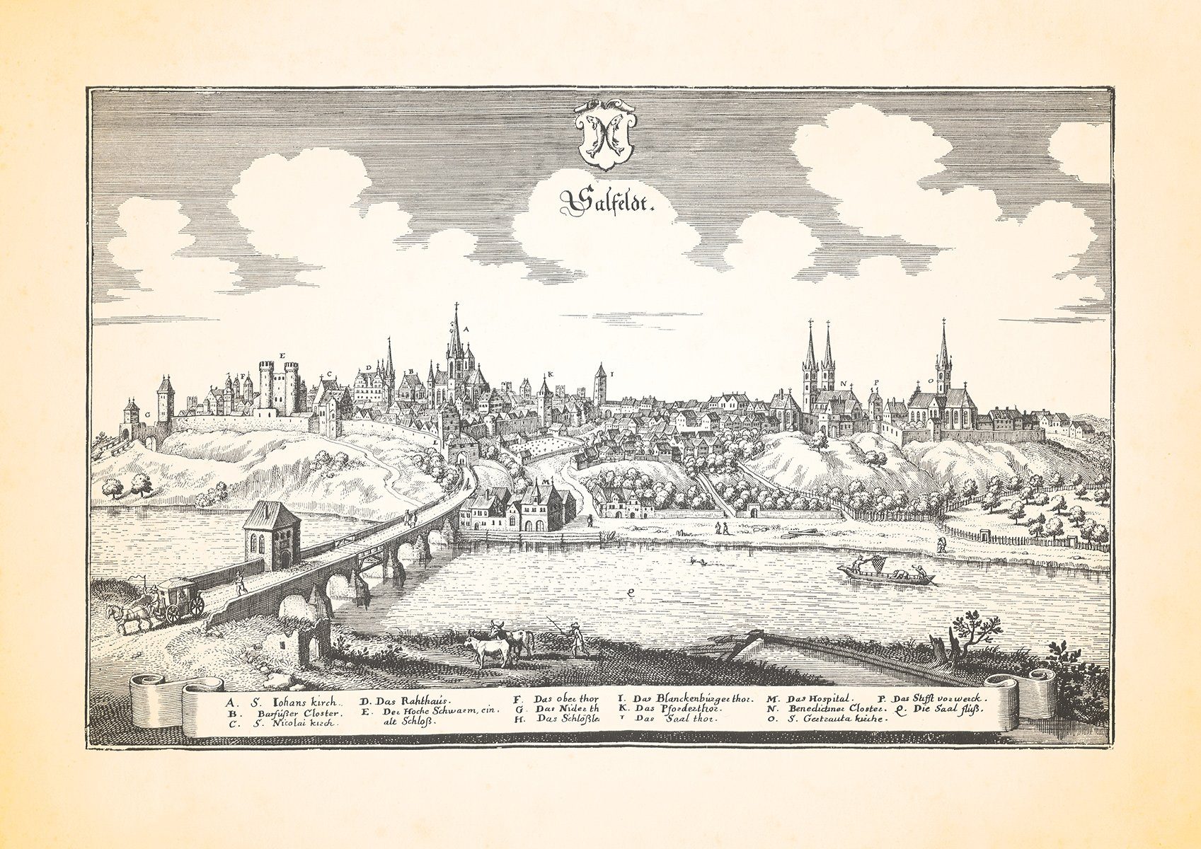 Kunstdruck Salfeldt Saalfeld Saale Schiefergebirge Schloß Wetzelstein Saaltor Mer