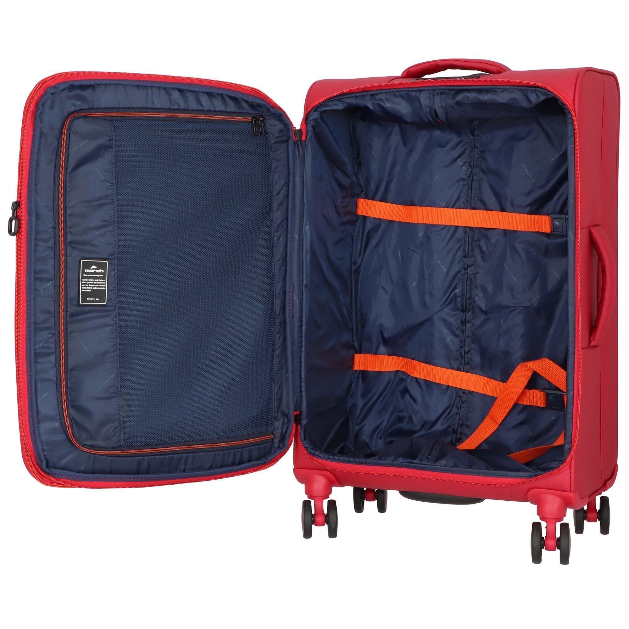 March15 Trading Trolleyset (3-teilig, tlg), Polyester Silhouette, 4 Rollen, red 3