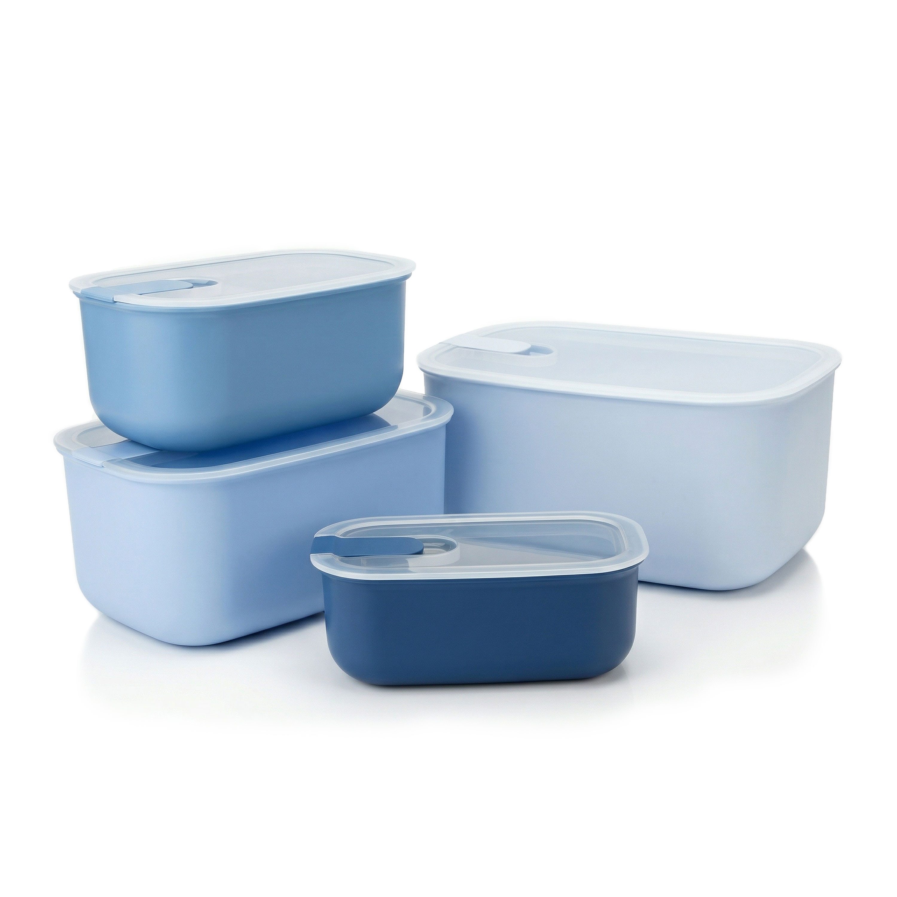 Arendo Frischhaltedose mit Deckel 4er Set, Vorratsdosen, Lunchboxen, auslaufsicher, stapelbar, Polypropylen (PP), (Set, 4-tlg., Dosen mit Deckel, 4700 ml, 2900 ml, 1600 ml, 800 ml), Mikrowellen-, Gefrier- & spülmaschinengeeignet, luftdicht