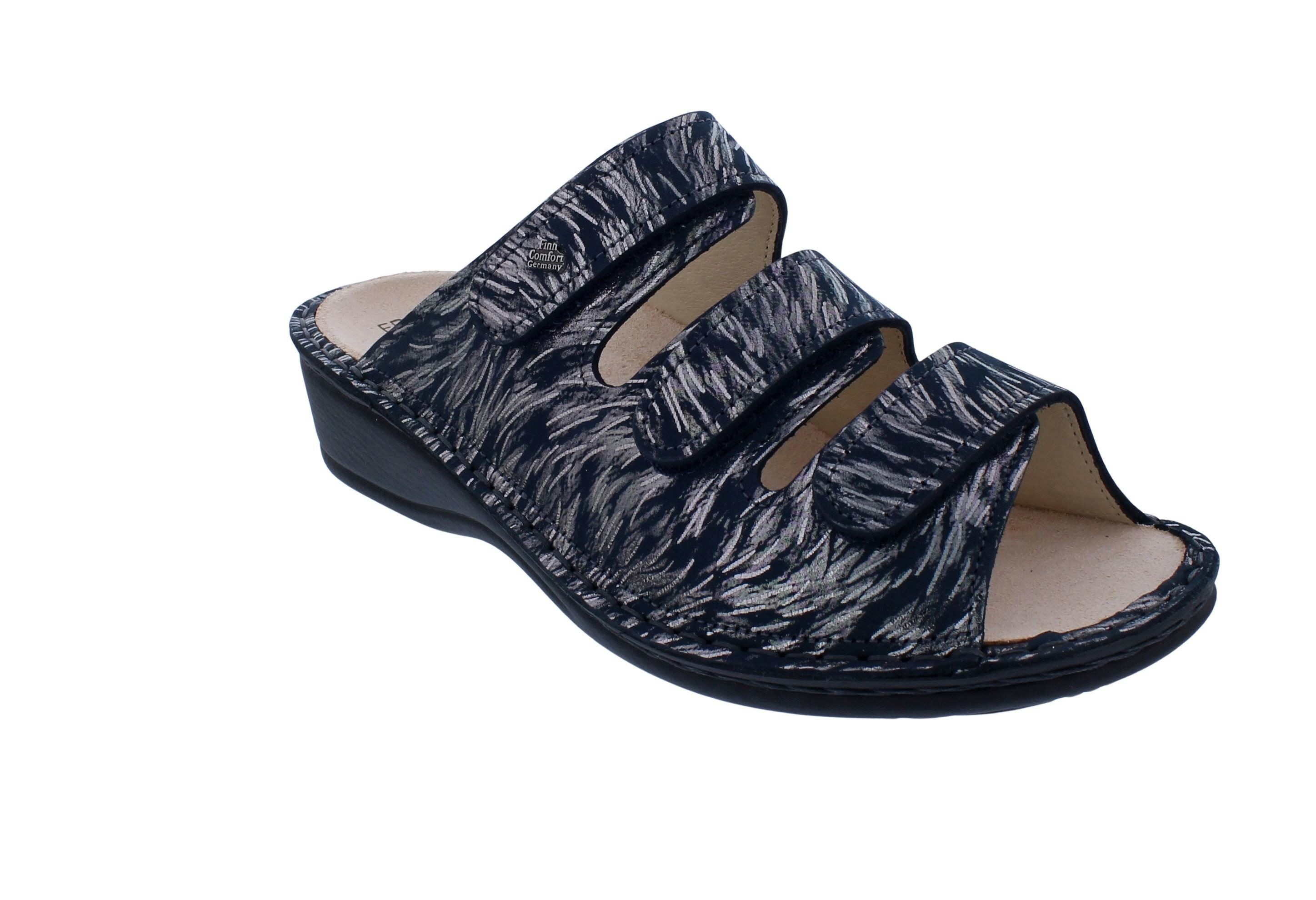 Finn Comfort Finn Comfort Pantolette Pisa 2501-853210, Blau - Silber, Nubukleder mi Pantolette