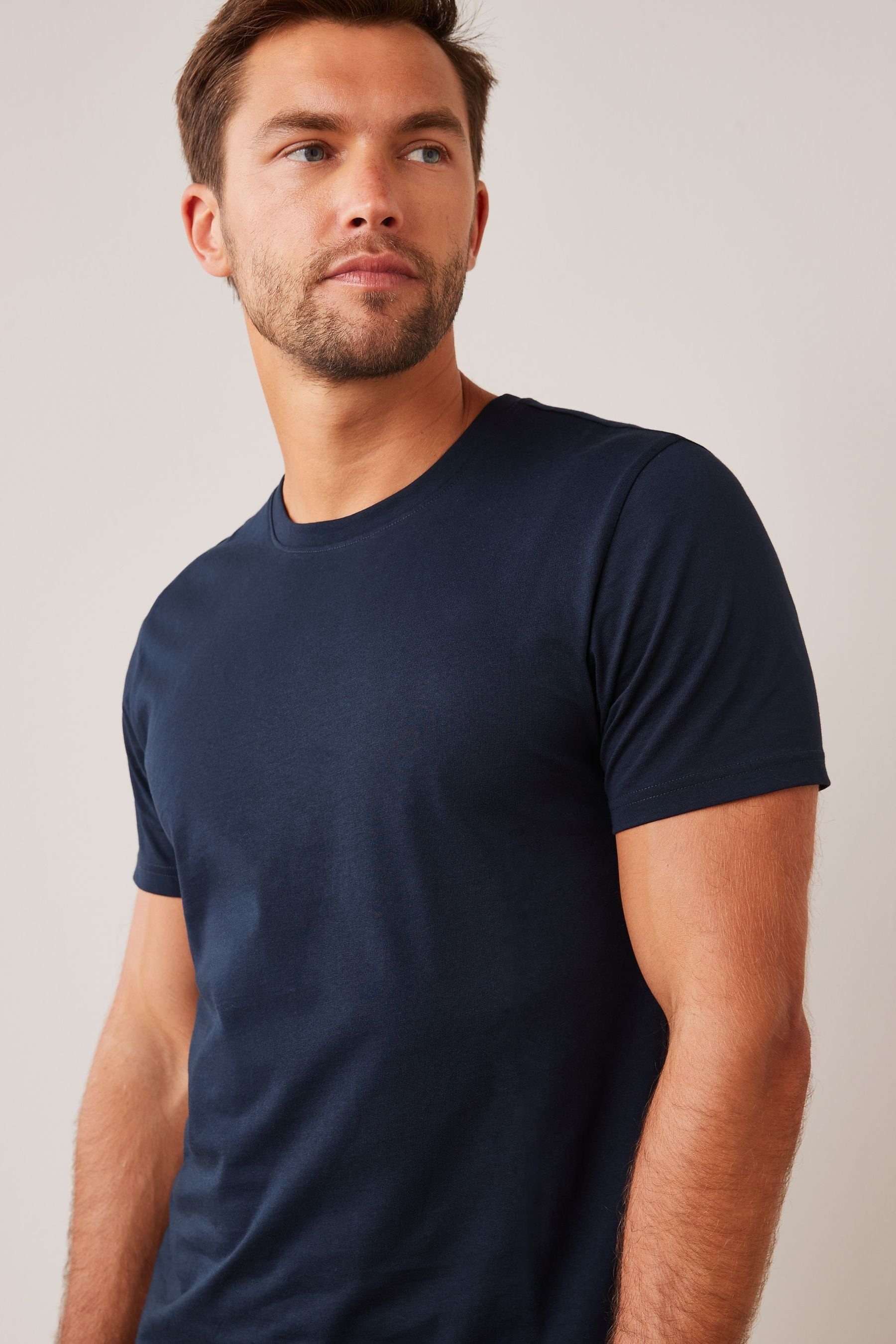 Next T-Shirt Essential T-Shirt (1-tlg) Navy Blue Rundhalsausschnitt mit