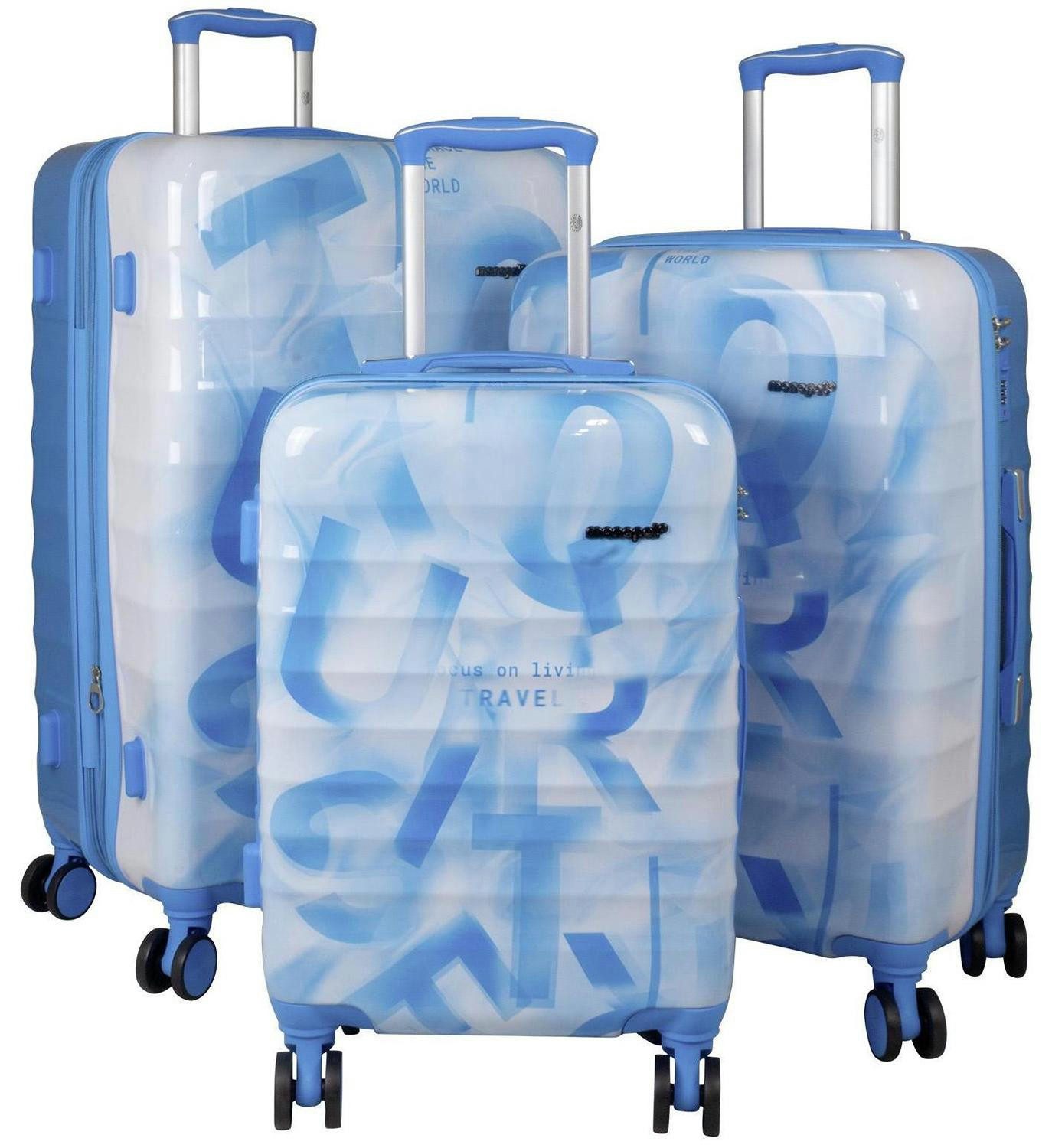 Warenhandel König Trolleyset Revona, 4 Rollen, (3tlg. Set mit den Größen M, L und XL, 3 tlg., Hartschalen Trolley Set), Dehnfalte für Gr. L und XL, farbig abgestimmte Griffe und Rollen