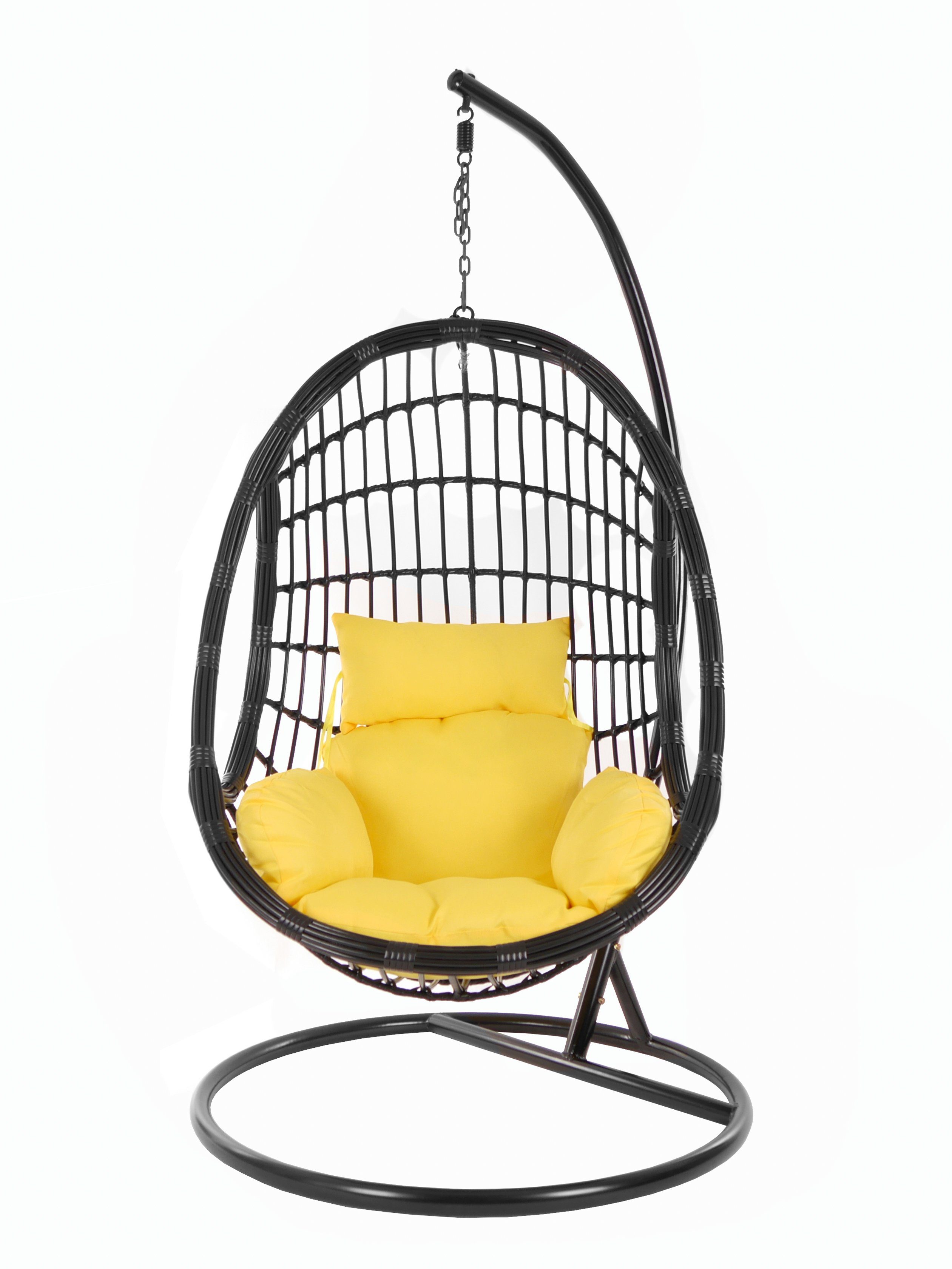 KIDEO Hängesessel PALMANOVA Swing Gestell Chair, Nest-Kissen pineapple) black, (2200 Kissen, Hängesessel gelb Schwebesessel, und mit