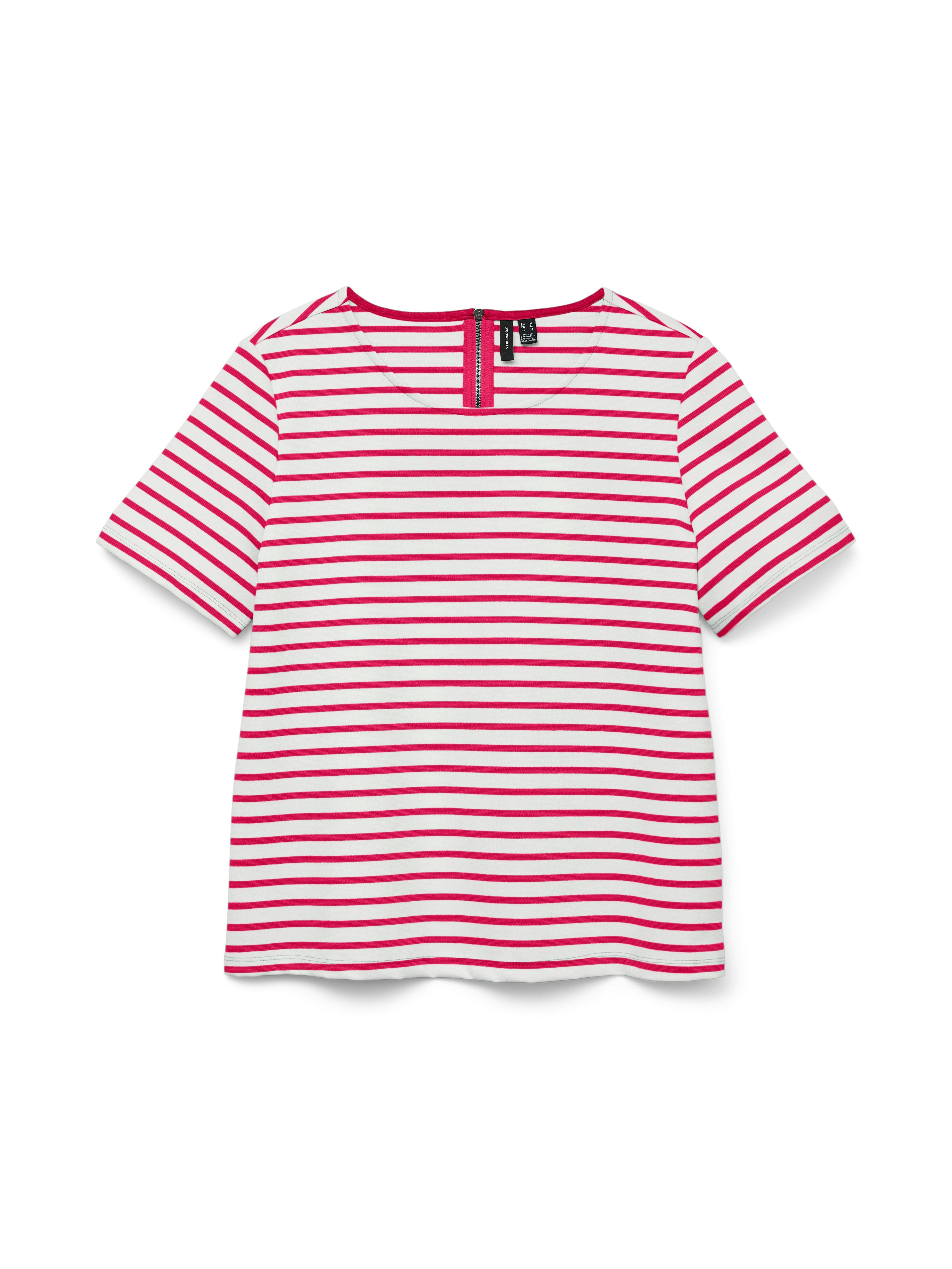 Vero Moda Rundhalsshirt VMABBY SS ZIP TOP JRS NOOS Materialmix, regular fit günstig online kaufen