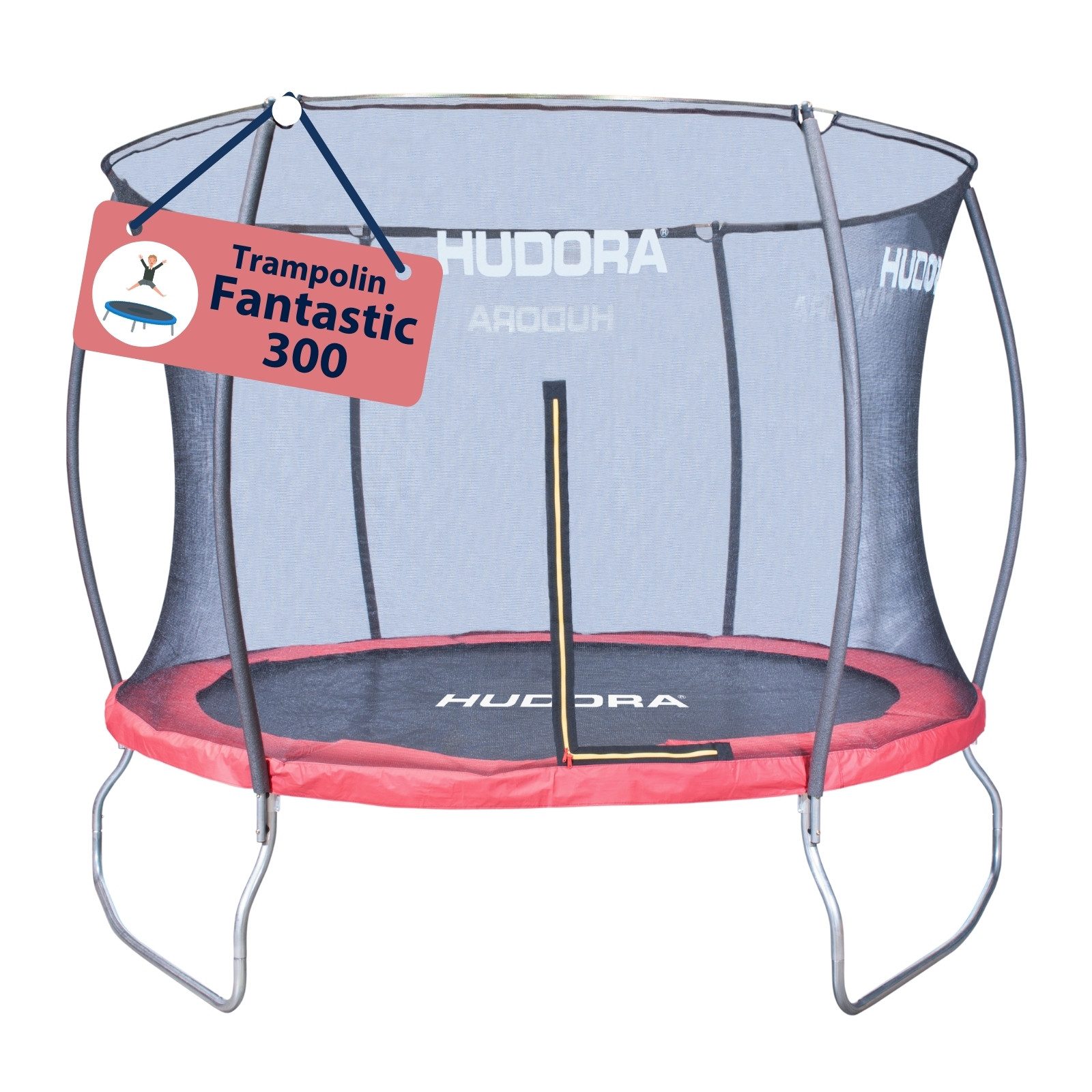 Hudora Gartentrampolin Fantastic für Kinder/Jugendliche & Erwachsene, Ø 300 cm, mit Sicherheitsnetz, TÜV-GS geprüft, extra breite Randabdeckung