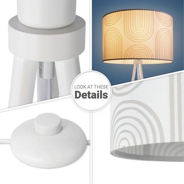 Paco Home Stehlampe Trina Pillar, ohne Leuchtmittel, Stativ Wohnzimmer Dreibein Stehlampe Mit Stoffschirm Retro Modern