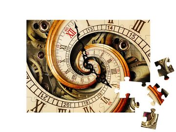 puzzleYOU Puzzle Nahaufnahem einer goldgelben antiken Uhr, 48 Puzzleteile, puzzleYOU-Kollektionen Uhren