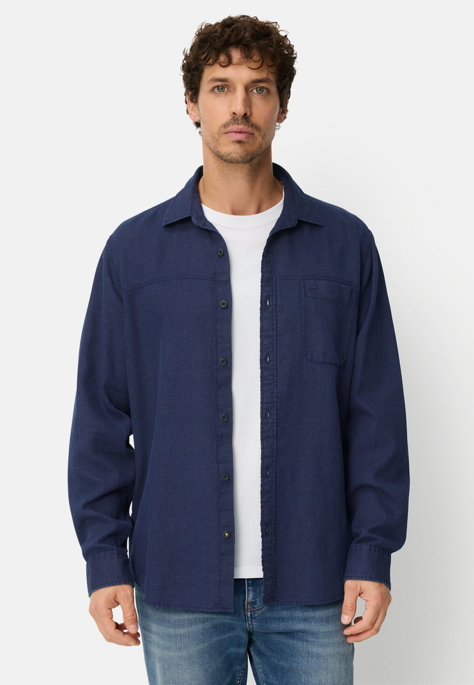 camel active Langarmhemd Langarmhemd aus reiner Baumwolle Langarm Kentkragen