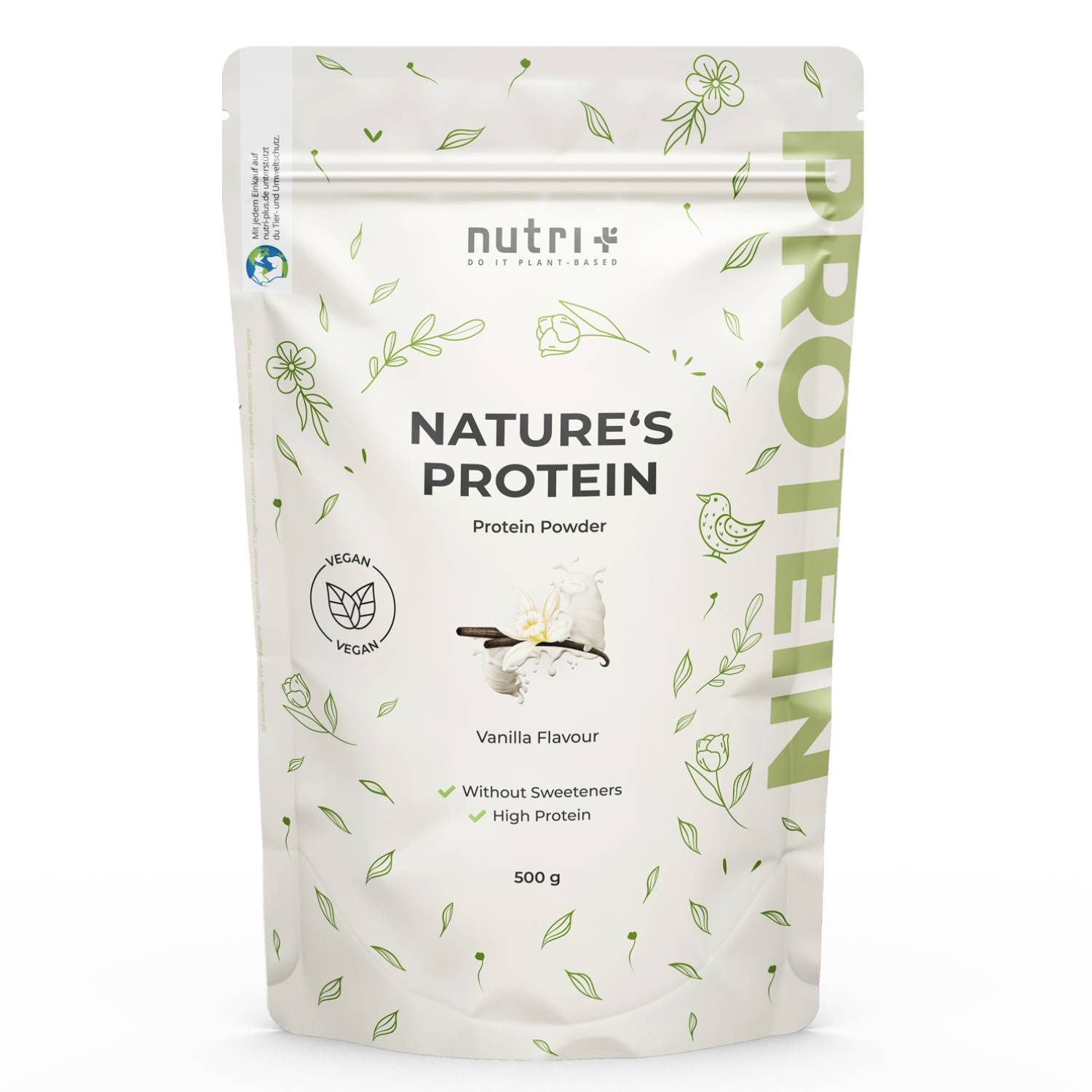 nutri+ Natures Protein - Eiweißpulver ohne Süßstoff Pulver, 1 er