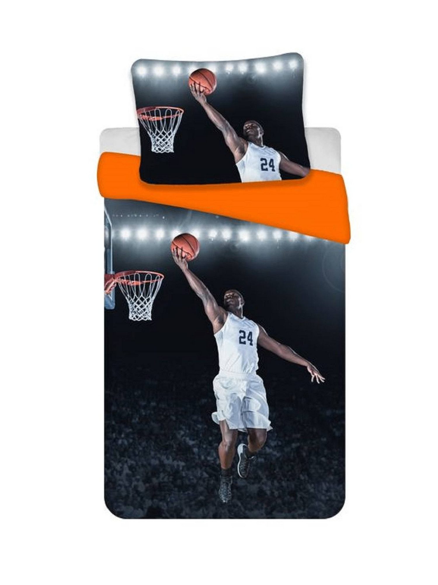 BrandMac Kinderbettwäsche Bettwäsche Set Basketball 2tlg. 135x200 cm + 80x80 cm 100% Baumwolle, 2 teilig, Langlebig