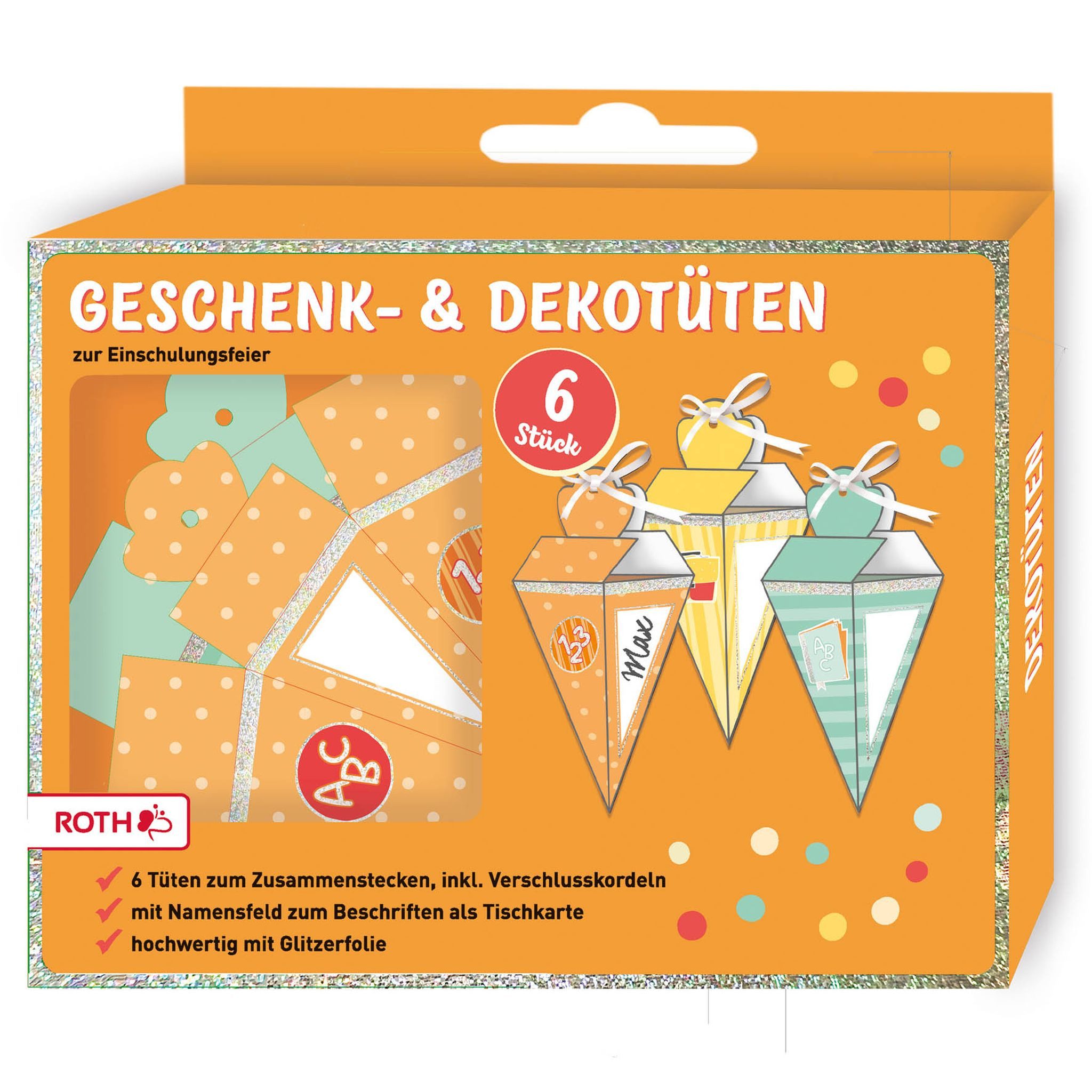 Roth Terminkalender Roth 6 Geschenktüten, Glittereffekt