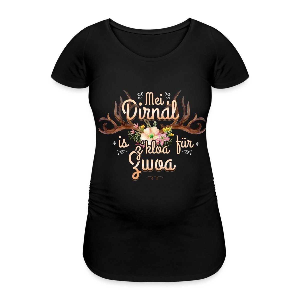 Spreadshirt T-Shirt Mei Dirndl Is Z Kloa Für Zwoa Wiesn Spruch Frauen Schwangerschafts T-S (1-tlg)
