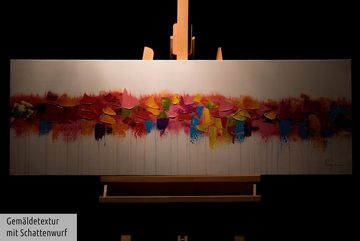 KUNSTLOFT Gemälde Farbenspiel am Horizont 120x40 cm, Leinwandbild 100% HANDGEMALT Wandbild Wohnzimmer