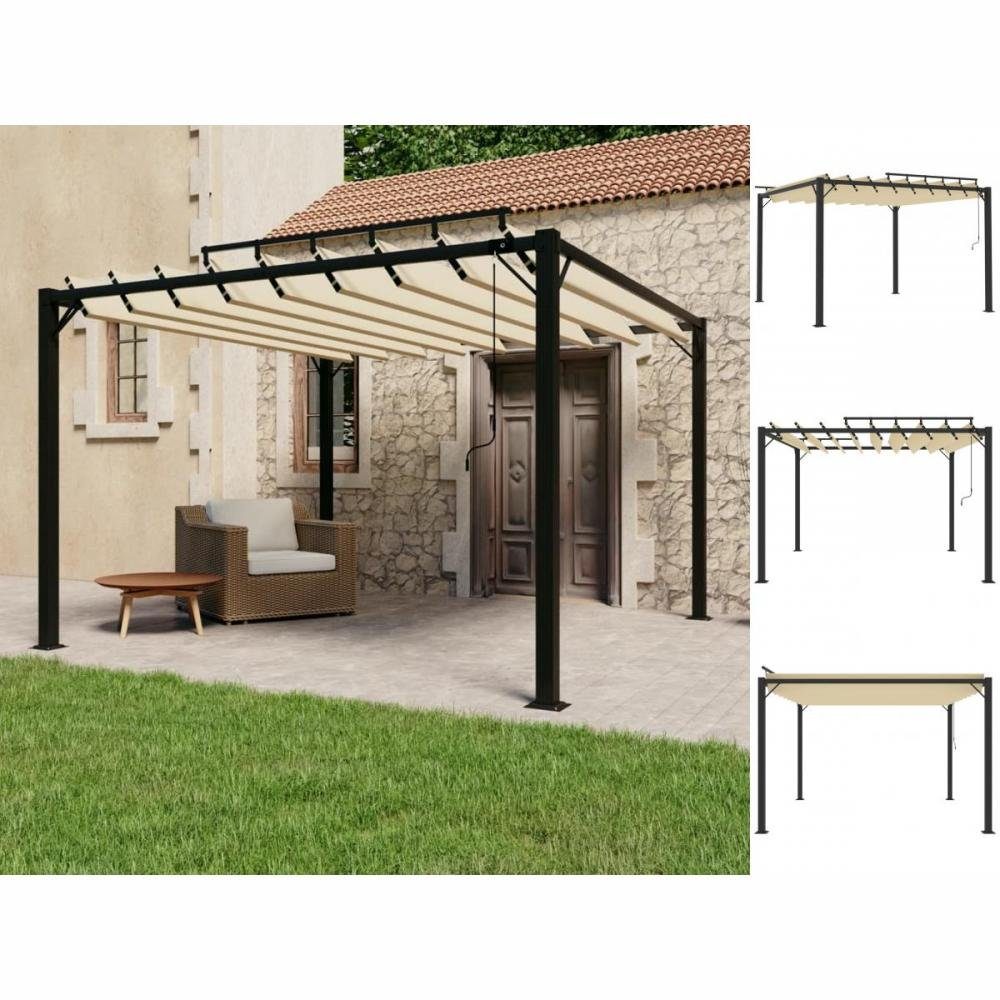 vidaXL Pavillon Pavillon Gartenzelt mit Lamellendach 3x3 m Creme Stoff und Aluminium