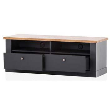 Lomadox Lowboard CESENA-61, Wohnzimmer TV- in anthrazit mit Wotan Eiche Nb., B/H/T 135/51/45 cm