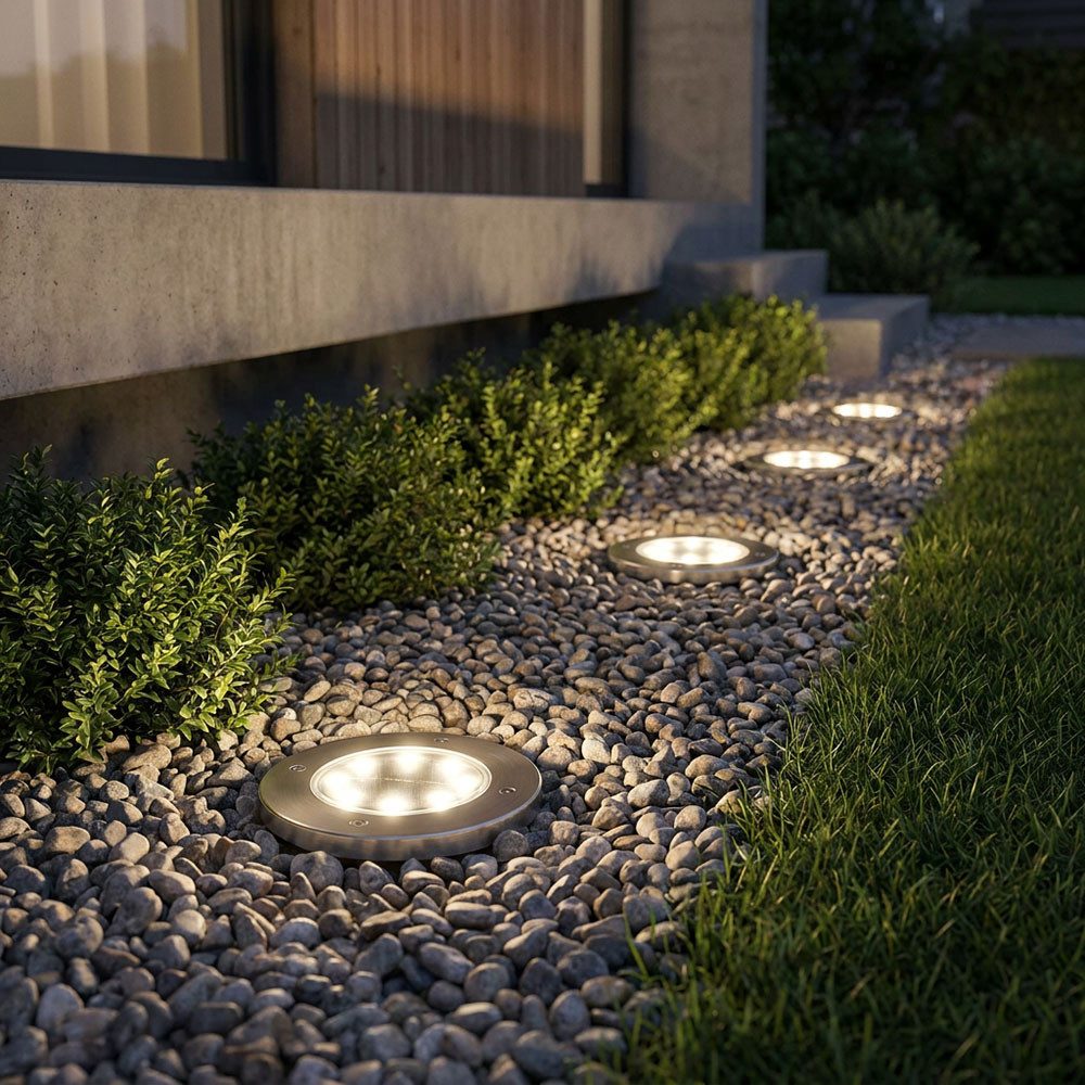 GLOBO LIGHTING LED Gartenstrahler, LED-Leuchtmittel fest verbaut, Kaltweiß, Tageslichtweiß, 4x LED Solar Bodenleuchte Außenleuchte Steckleuchte mit Erdspieß
