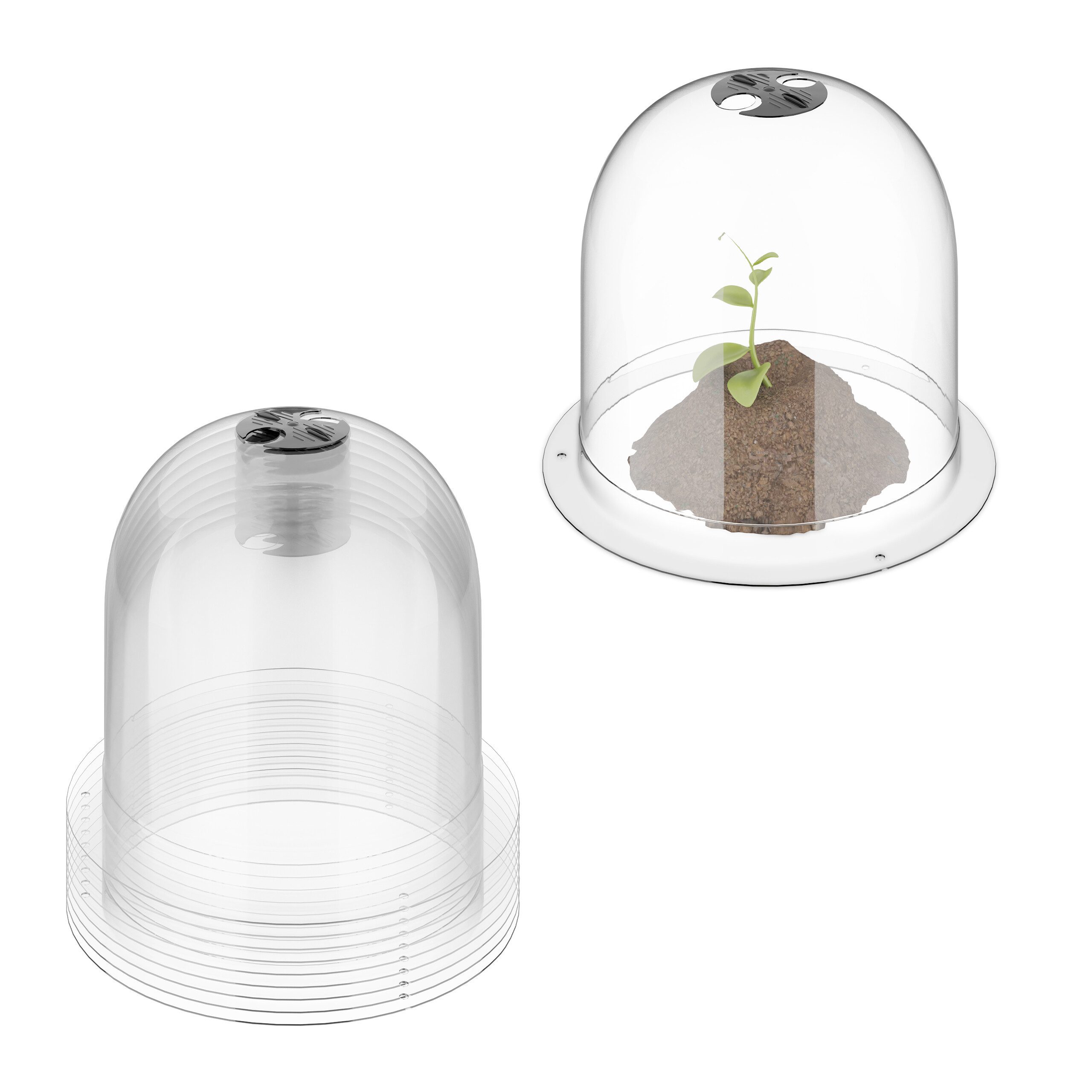 relaxdays Pflanzenschutzdach Anzuchthaube Glocke 10er Set, BxTxH: 25 x 25 x 20 cm, BxLxH: 25 x 25 x 20 cm, 10-St.