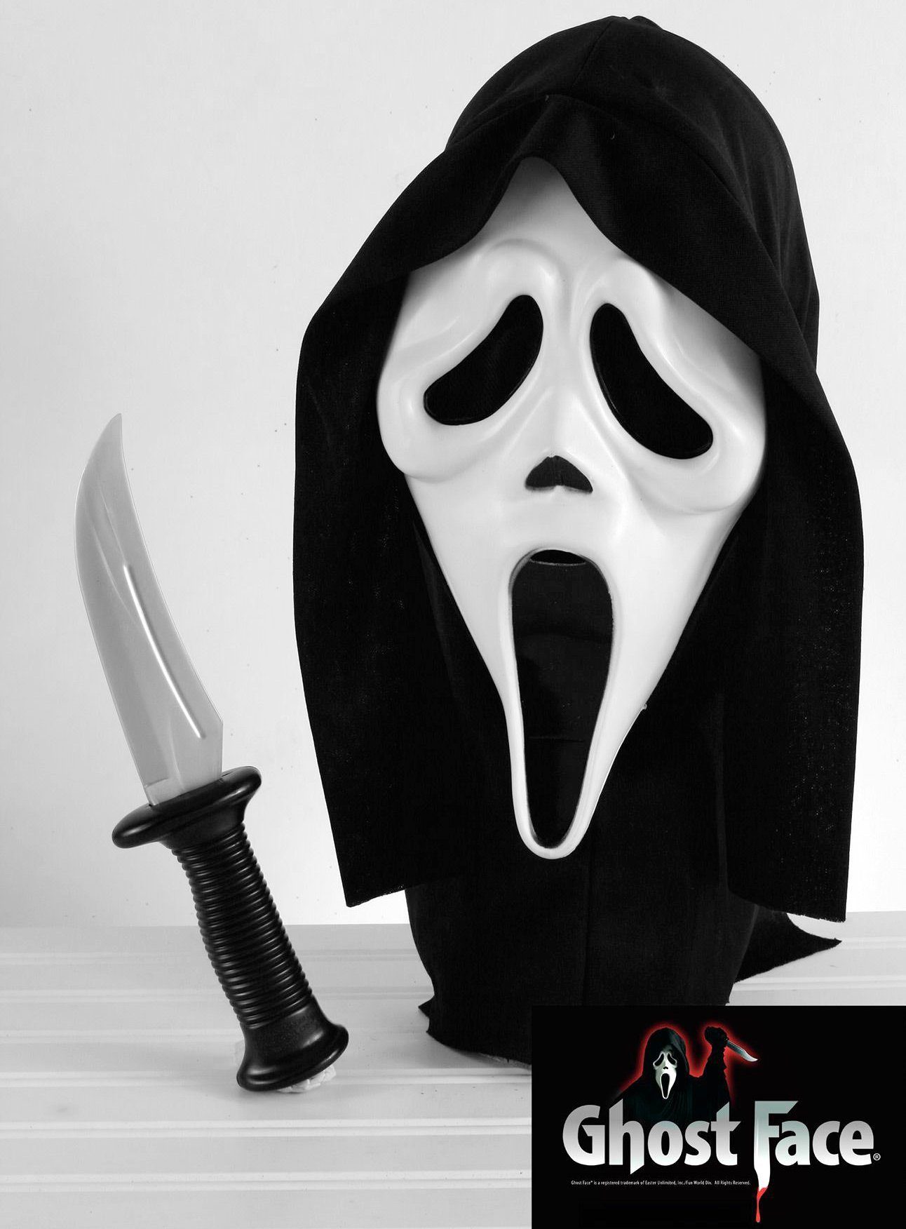 Fun World Verkleidungsmaske Ghostface Maske & Messer - Scream Set Halloween günstig online kaufen