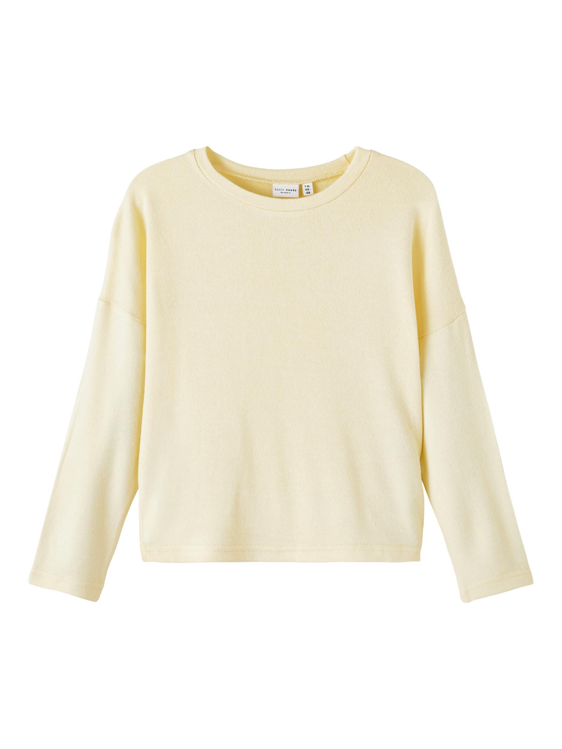 Rundhalspullover Name It Mädchen Stick-Pullover mit langen Ärmeln Double Cream-116