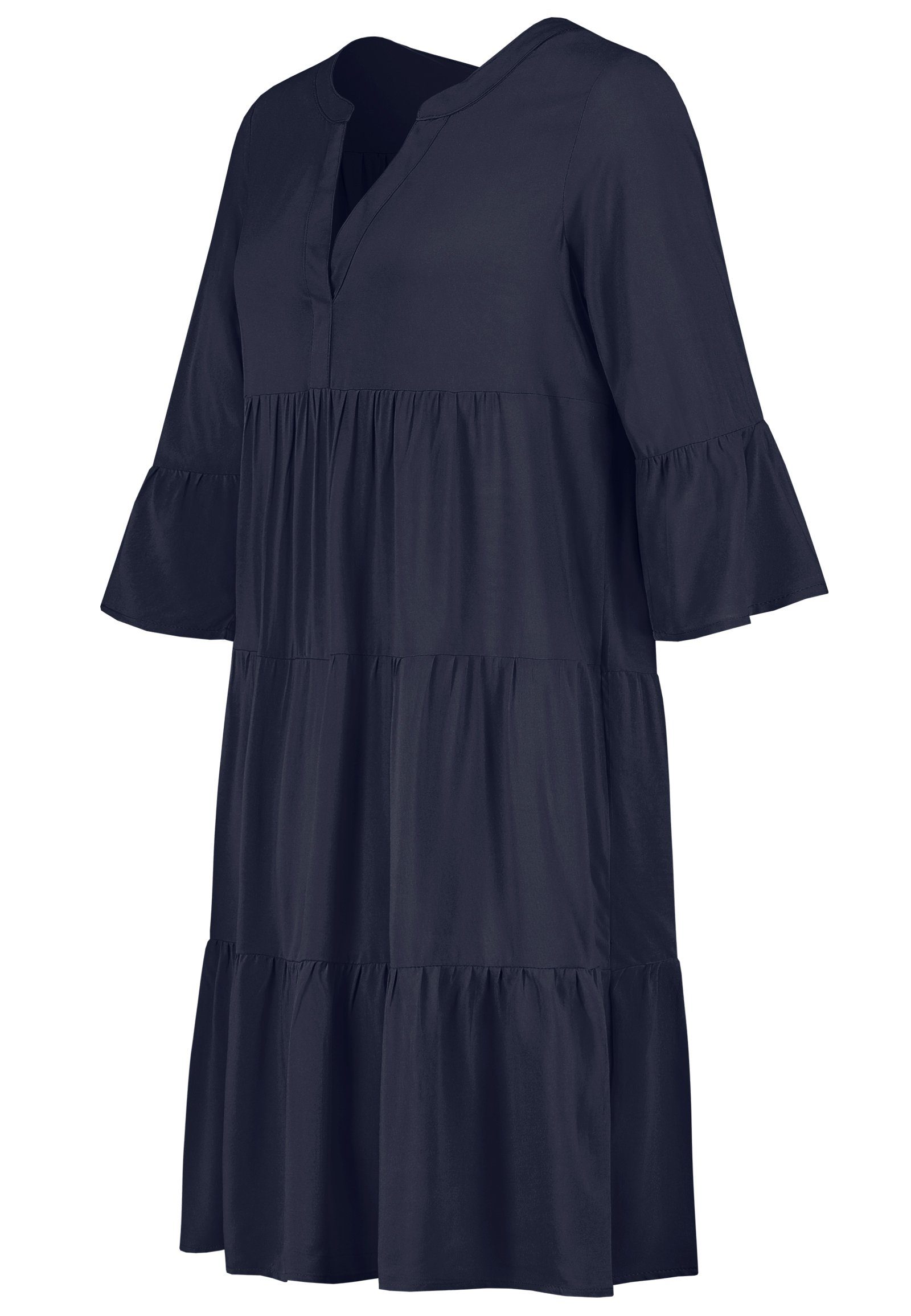 SUBLEVEL Strandkleid Sublevel Damen Kleid MIT Sommerkleid VOLANTS Strandkleid Navy Viskose 100