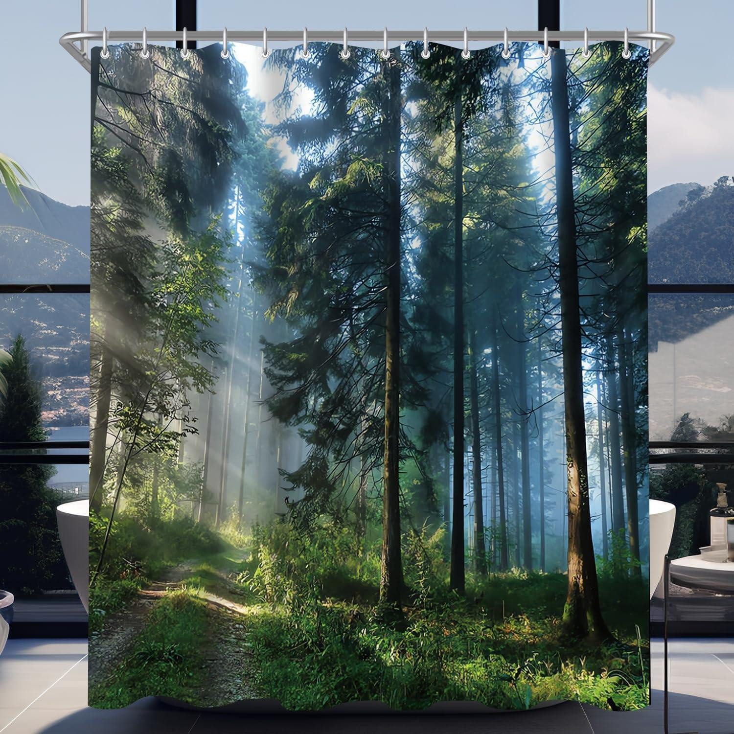 LuxusKollektion Duschvorhang Duschvorhang 120x200 wasserabweisend Wald Sunshine Forest 120 x 200 cm