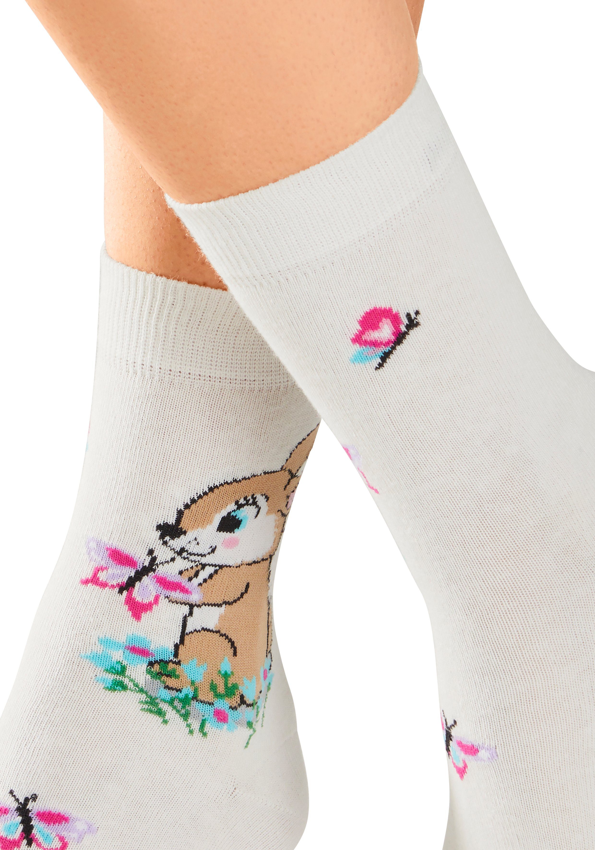H.I.S Basicsocken Kinder Damen Socken Motivsocken (Packung, 5-Paar, Gr. 23-26 bis 39-42) mit Hasen Motiven – Bild 4 von 5