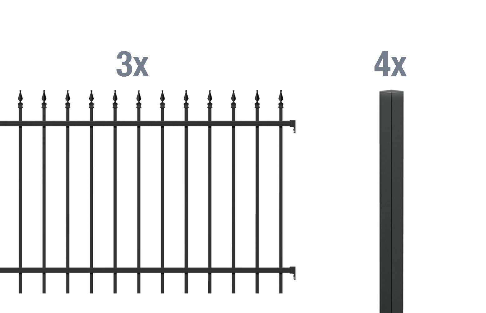 Alberts Metallzaun Zaun-Set Chaussee,matt-sw,zE1200/6, Zaun-Set Chaussee,ma günstig online kaufen