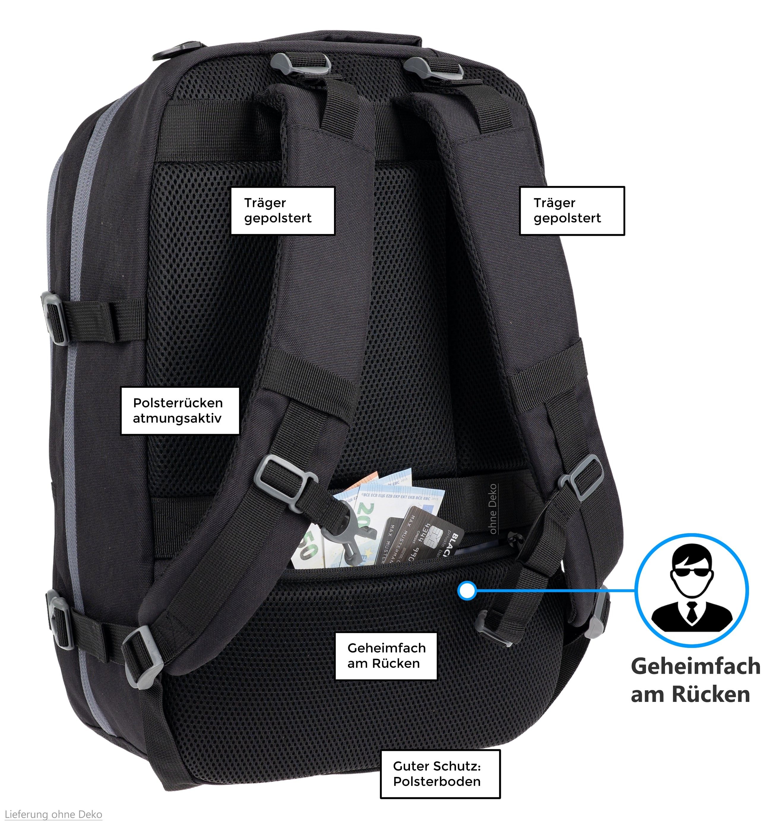 ELEPHANT Reiserucksack Handgepäck Fly Kabinen Daypack Herren Damen Laptopfach, Geheimfach Overnight Daypack Reise Flugzeug One ECO 13132 +Gurt – Bild 4 von 5