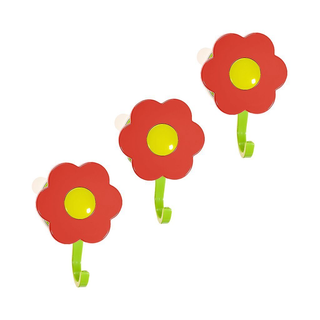 Kochblume Wandhaken Blumenhaken L, (Spar-Set, 3-St), Tragkraft bis zu 8 kg rot | Wandhaken