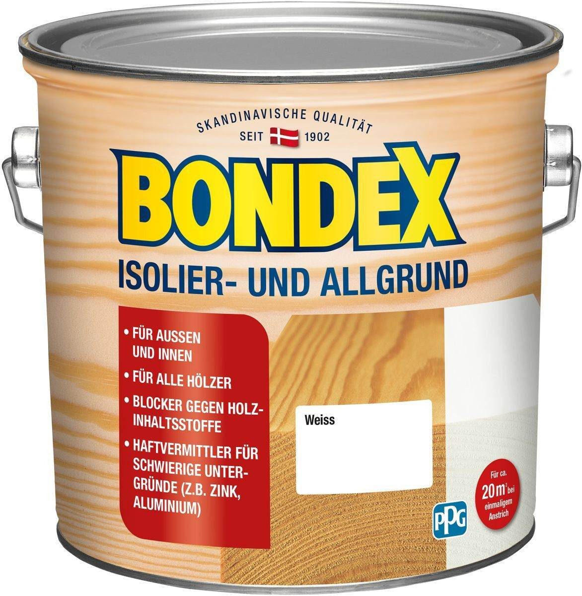 Bondex Haftgrund BONDEX Isolier- und Allgrund, Sperr- und Haftgrund, Размер 2,5 l, weiß, Wahlweise mit 0,75 l oder 2,5 l erhältlich