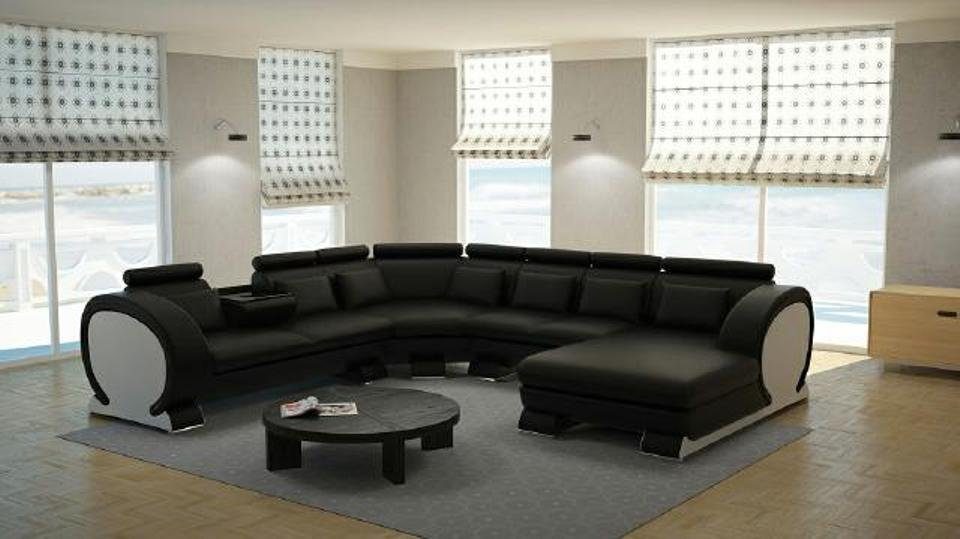 JVmoebel Sofa modern Design Ecksofa Made schwarze U-Form luxus in Designer Stilvoll Neu, Europe