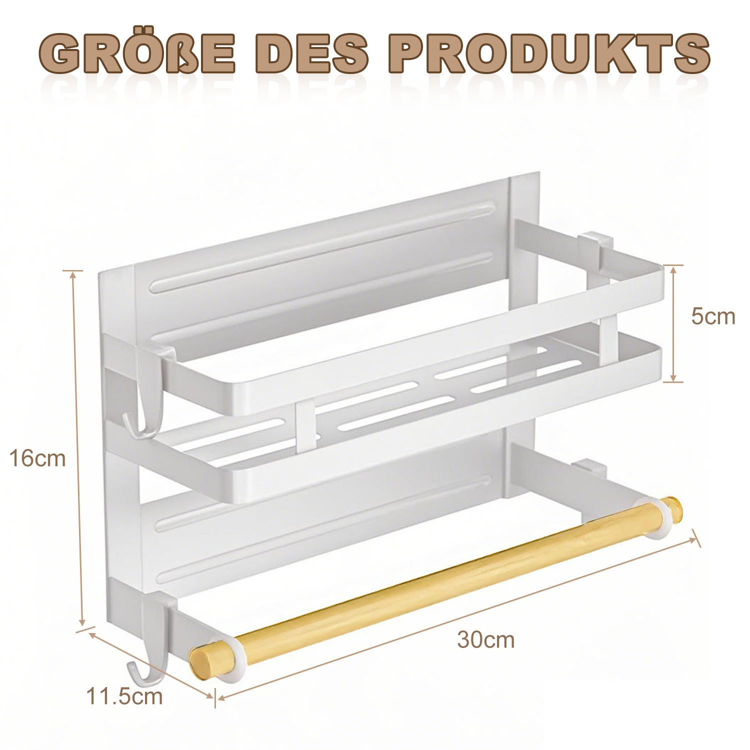 Refined Living Gewürzregal Gewürzregal mit Küchenrollenhalter und 4 Haken M günstig online kaufen