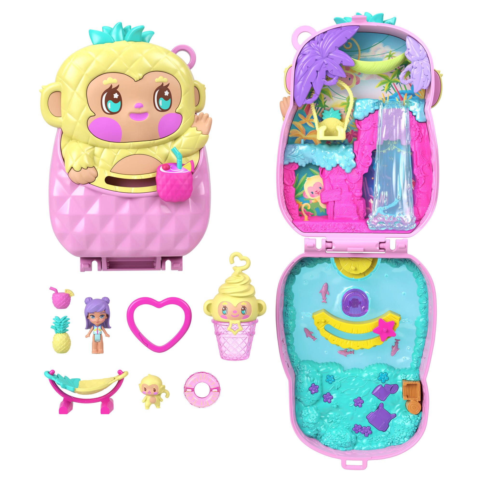 Polly Pocket Spielwelt Ananas Äffchen Schatulle