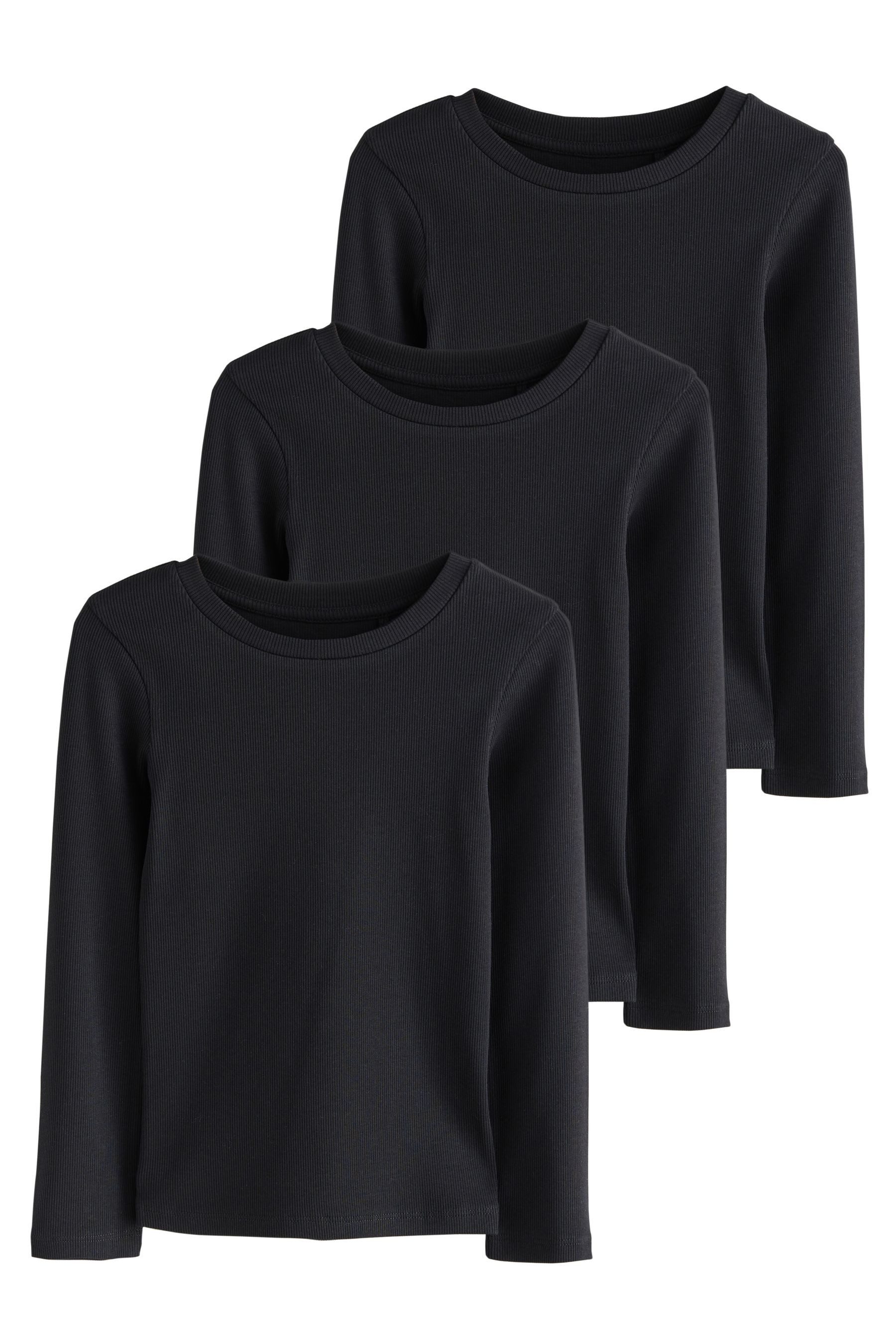 Next Langarmshirt 3er-Pack gerippte Langarmoberteile (3-tlg)