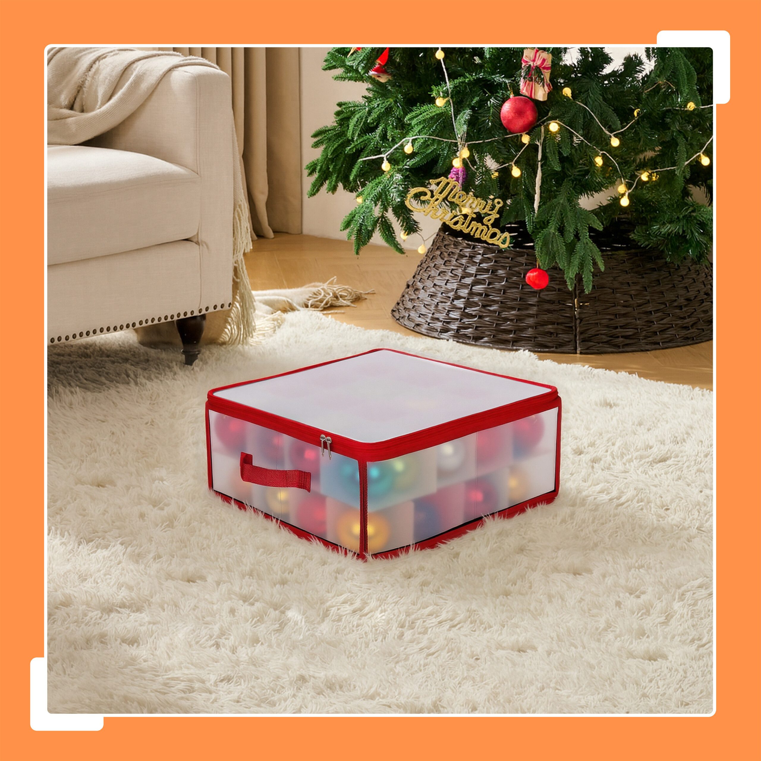 relaxdays Aufbewahrungsbox Weihnachtskugel Aufbewahrungsbox, rot, M