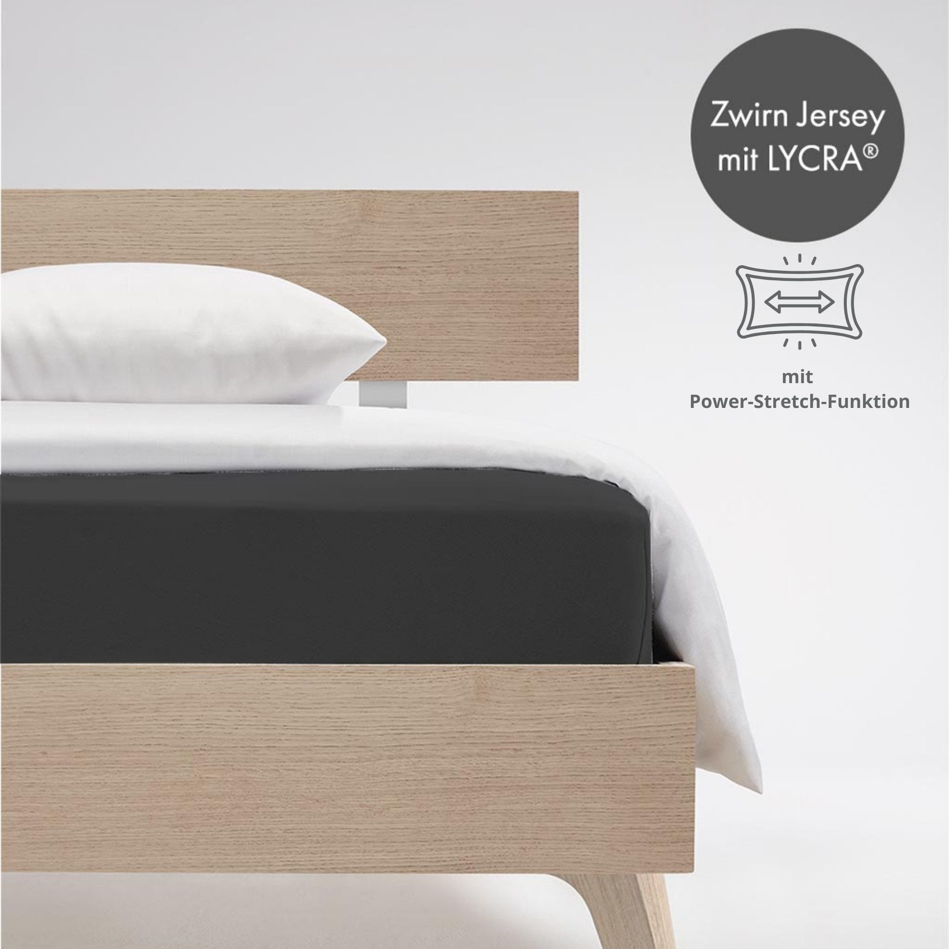 liebling Spannbettlaken Elasthan, Baumwolle/Elasthan, Gummizug: rundum, blickdicht, faltenfrei, atmungsaktiv, Power-Stretch, in über 40 Farben