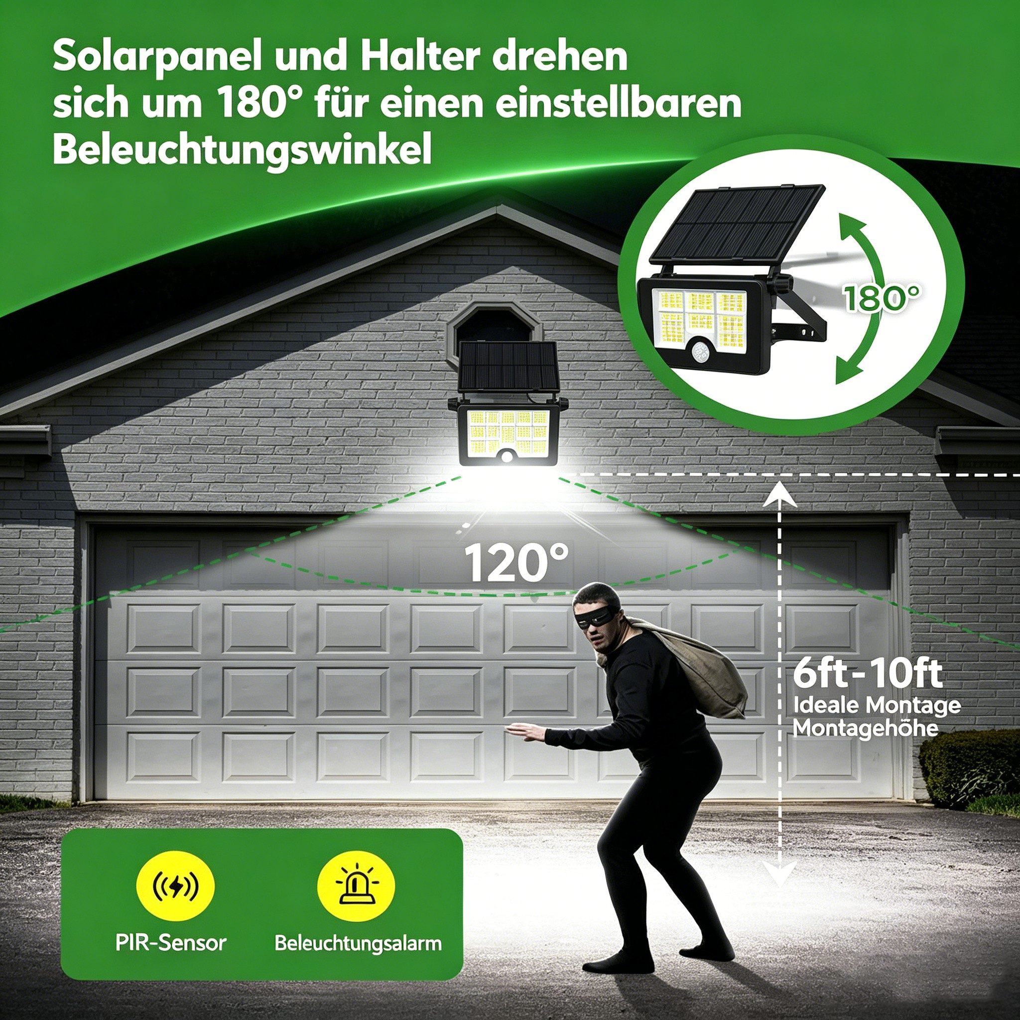 Toomoke LED Solarleuchte Solarlampen für Außen mit Bewegungsmelder, 232 LED Solar Strahler, LED fest integriert, Kaltweiß, Solar Wandleuchte für Garten Außenbereich 232 LED 4 Modi Strahler