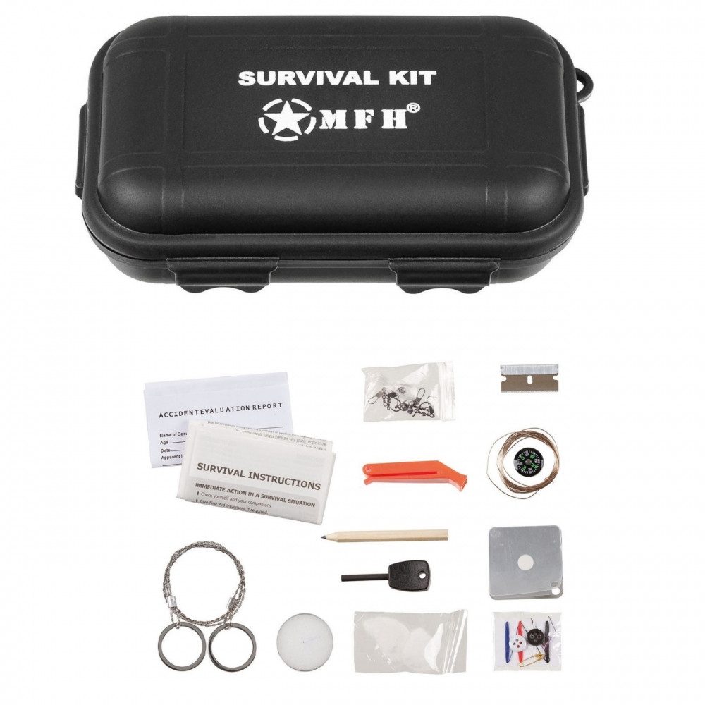 MFH Multitool MFH Überlebensset 22-teilig für Outdoor-Abenteuer.