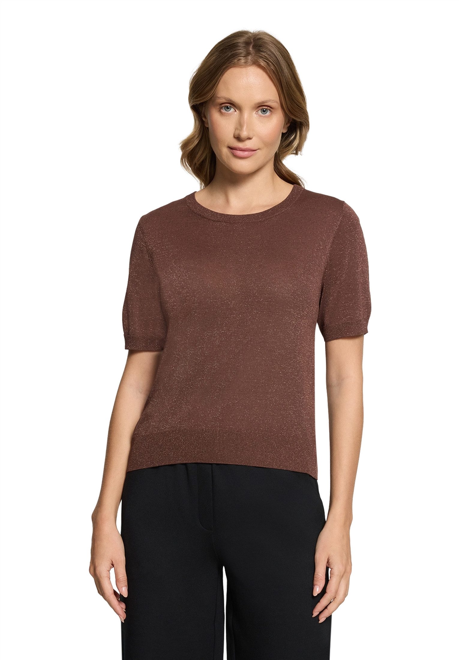 Kurzarmshirt Damen mit Lurexfaden