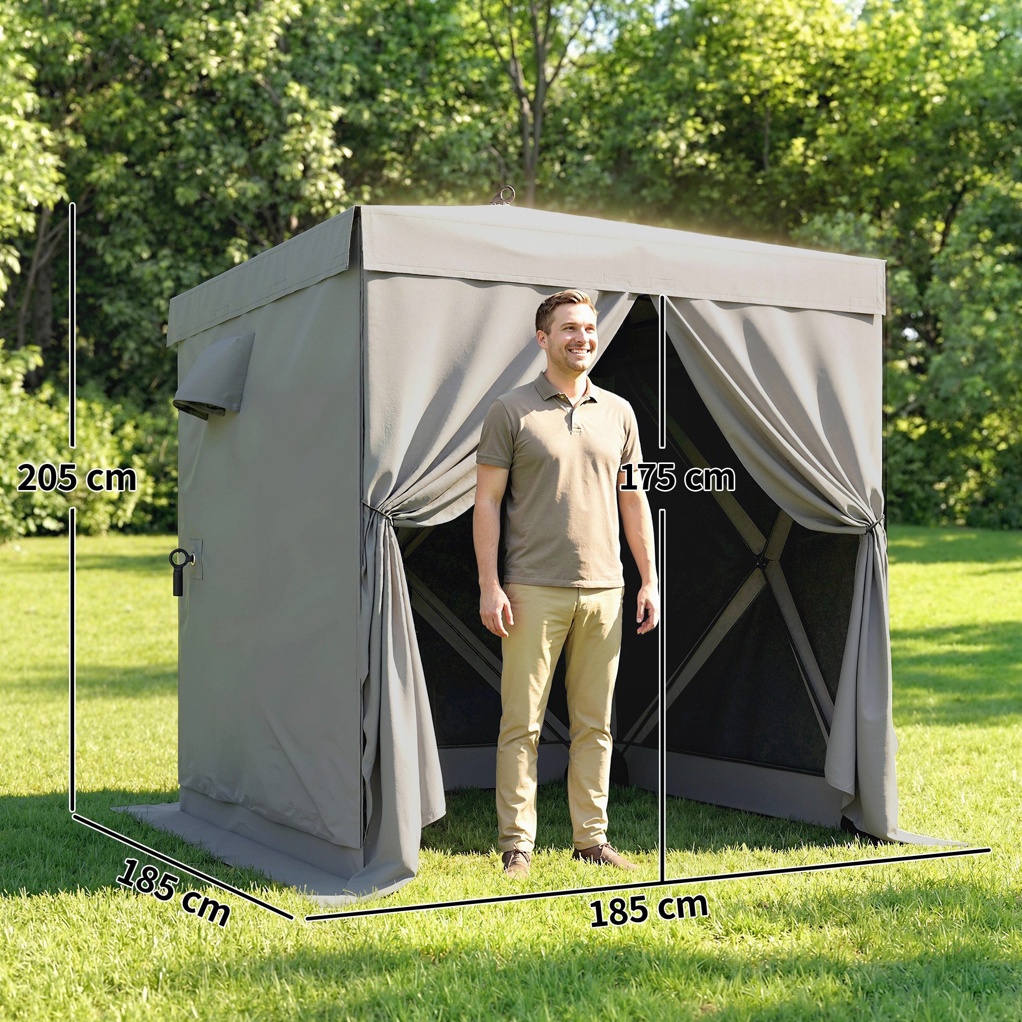 Outsunny Faltpavillon mit 4 Mesh-Seitenteilen, Tasche, mit 4 Seitenteilen, (Pop-Up Pavillon, Partyzelt), für Garten Festival, Dunkelgrau
