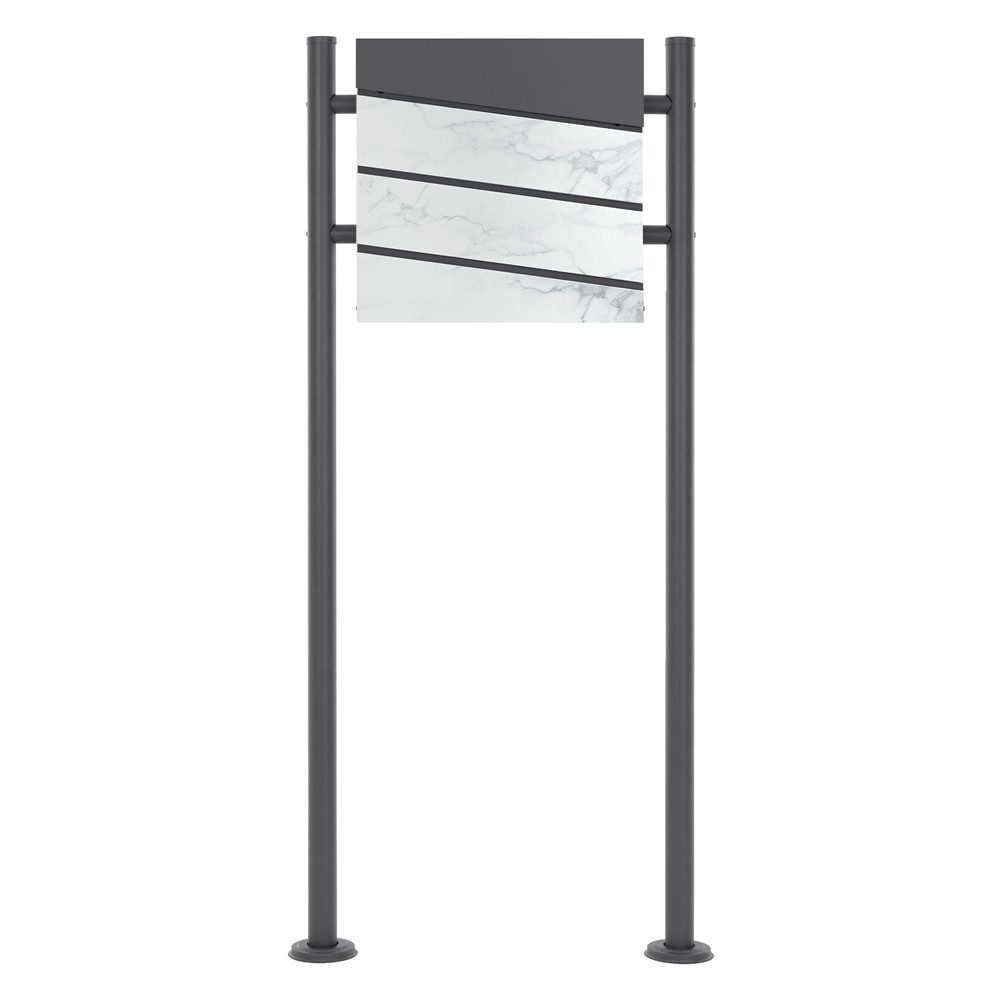ML-DESIGN Standbriefkasten Wandbriefkasten Briefkasten Postkasten mit Zeitungsfach inkl. Standfuß, Briefkastenanlage mit Standfuß Anthrazit 120 cm Mailbox mit Pfosten