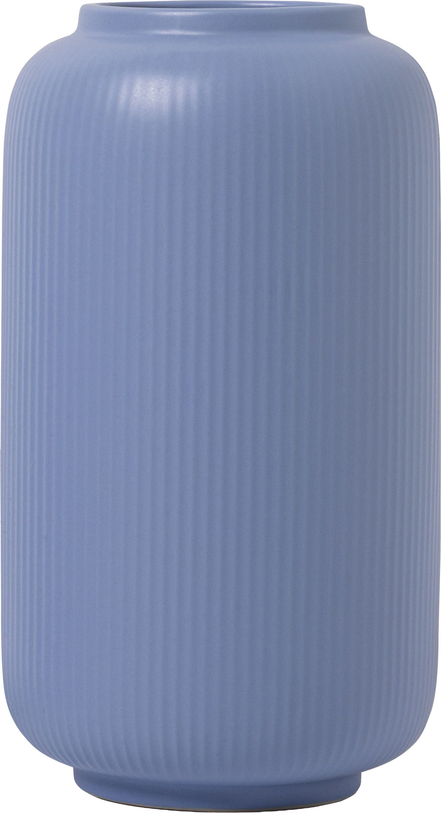 OTTO home Tischvase Ylvii, innen vollständig glasiert und wasserundurchlässig (1 St., in 2 Größen: 12x22cm oder 10x18cm), aus Keramik, uni matt oder mit glänzender Effektglasur, creme und blau