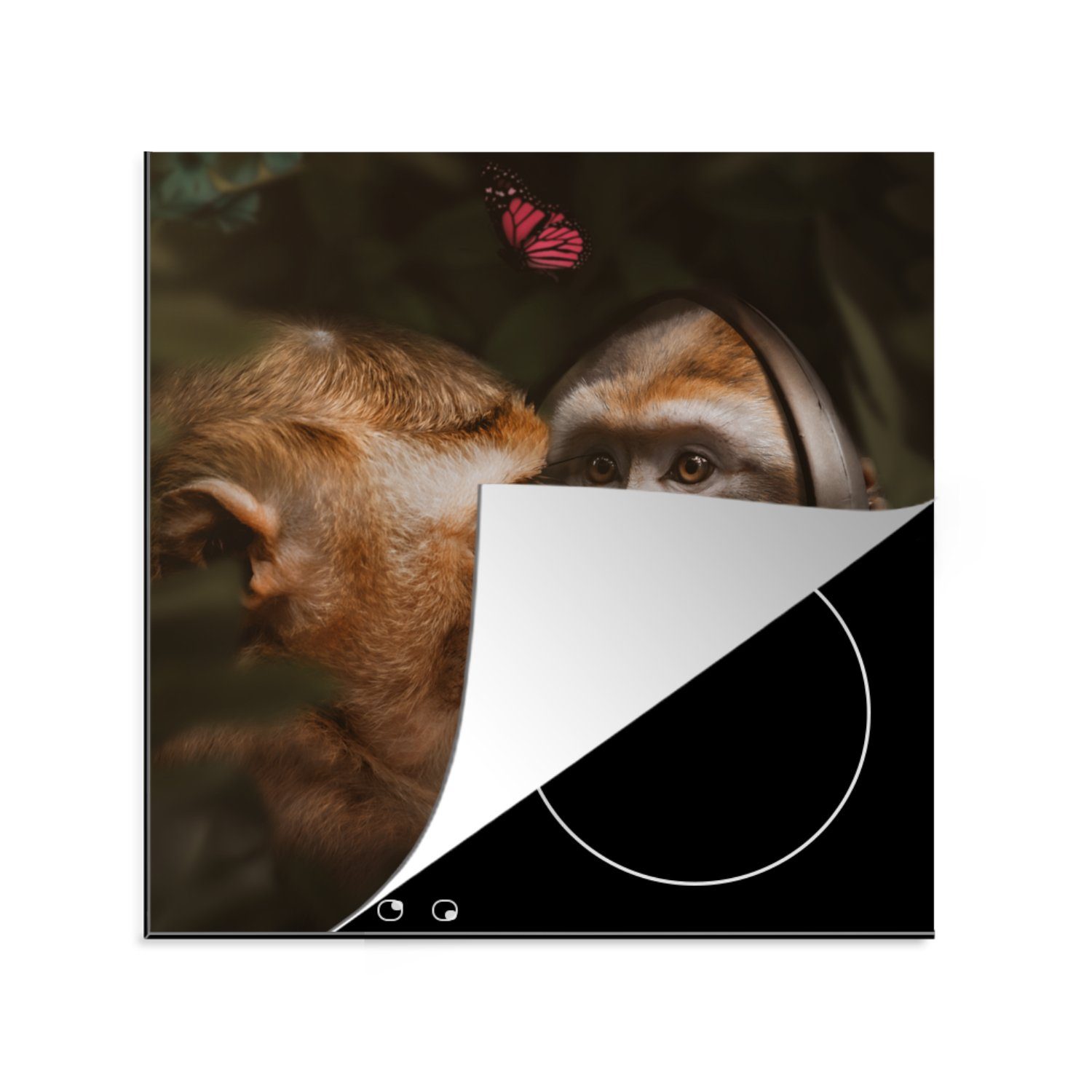 MuchoWow Herdblende-/Abdeckplatte Tiere - Affen - Natur, Vinyl, (1 tlg), 78x78 cm, Ceranfeldabdeckung, Arbeitsplatte für küche